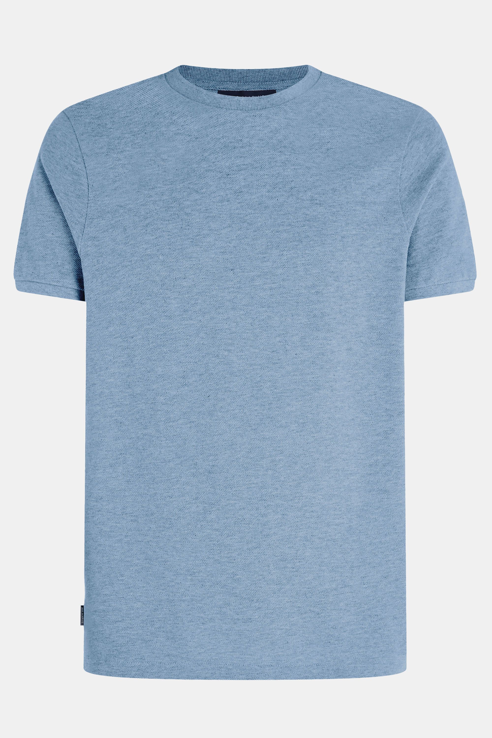 T-shirt in piqué da uomo con girocollo in grigio blu chiaro