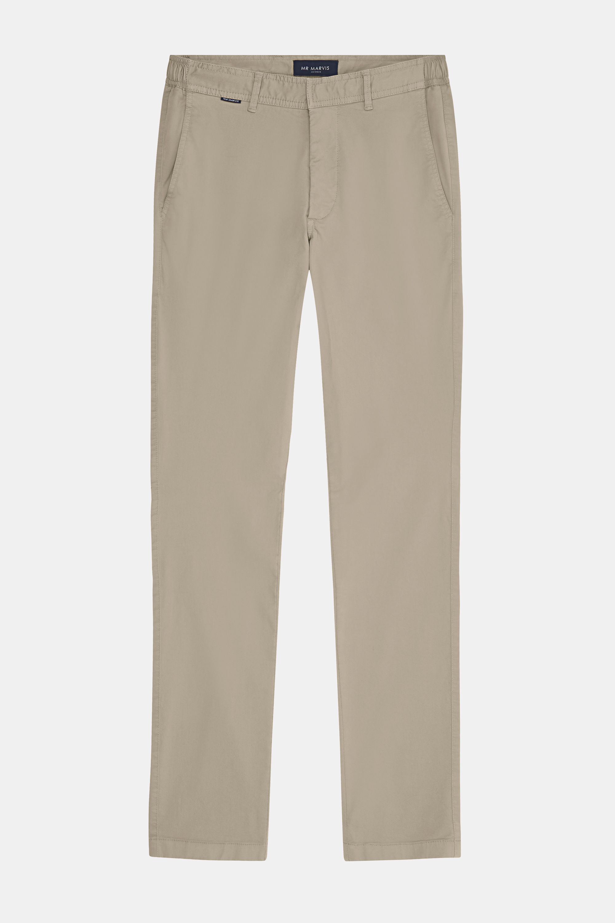 Mens stretch chinos with tailored fit in dark sand