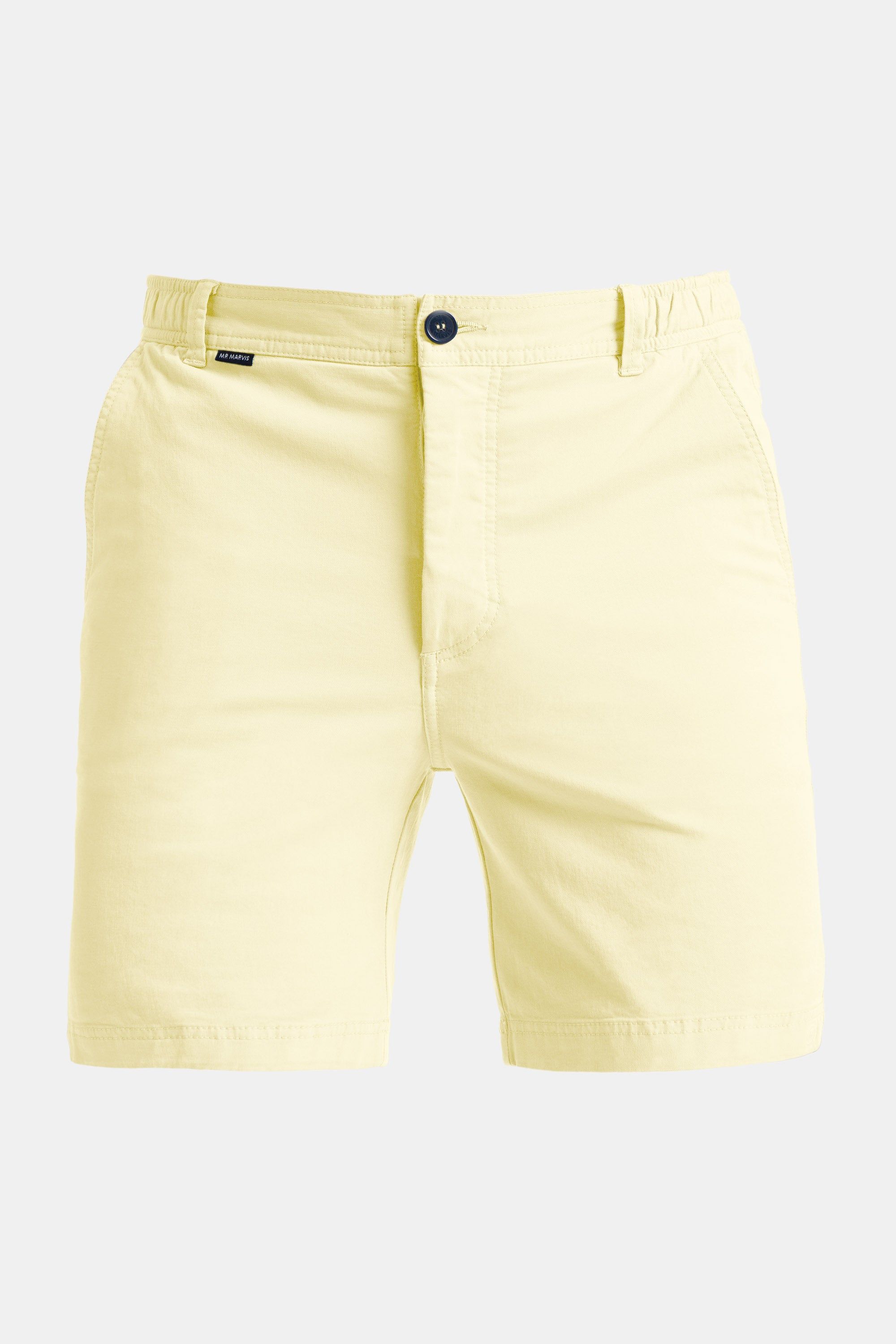 Mens stretch chino shorts in soft yellow