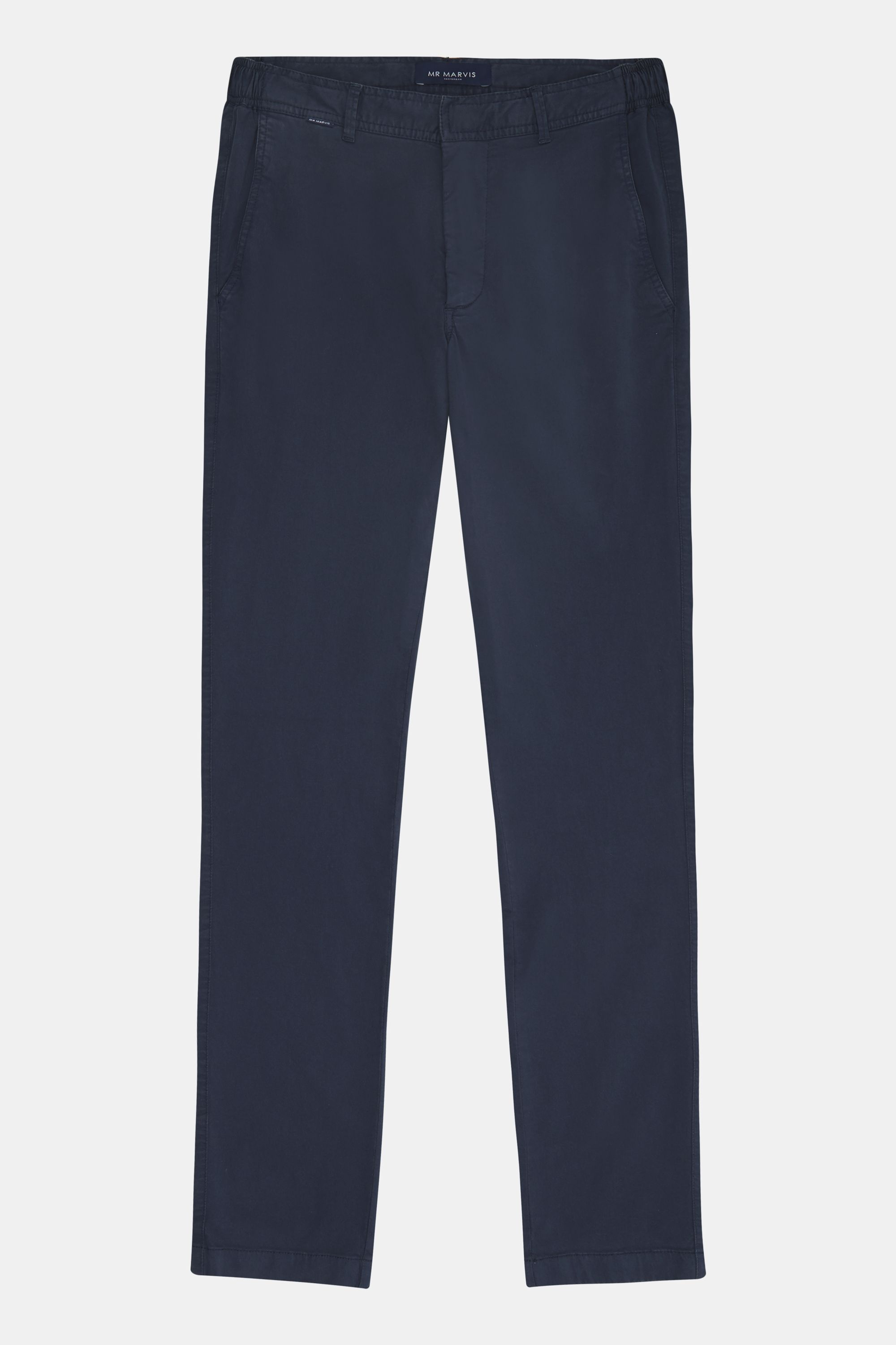 Mens stretch chinos with tailored fit in dark blue