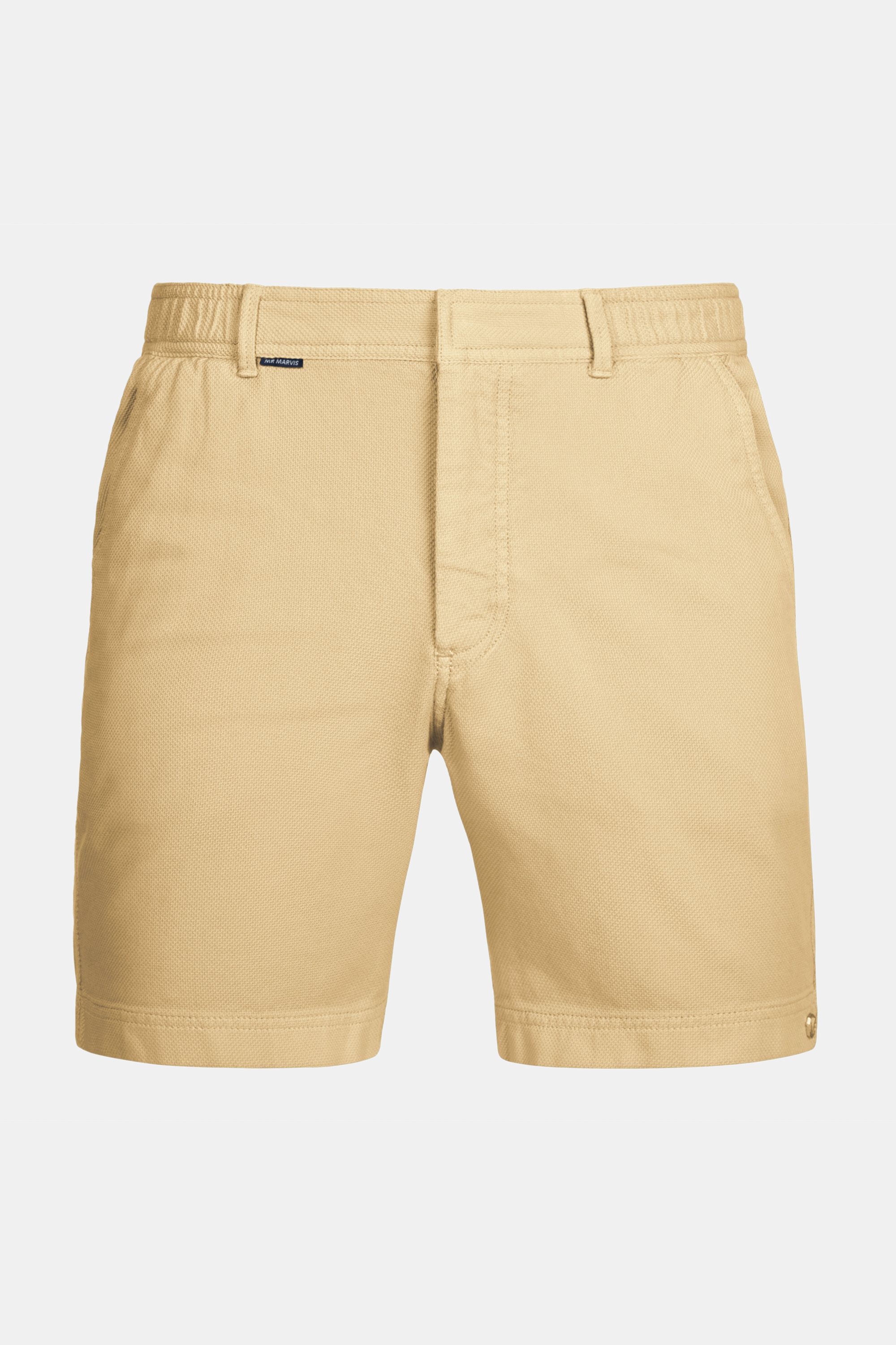 Mens piqué shorts in soft ochre yellow