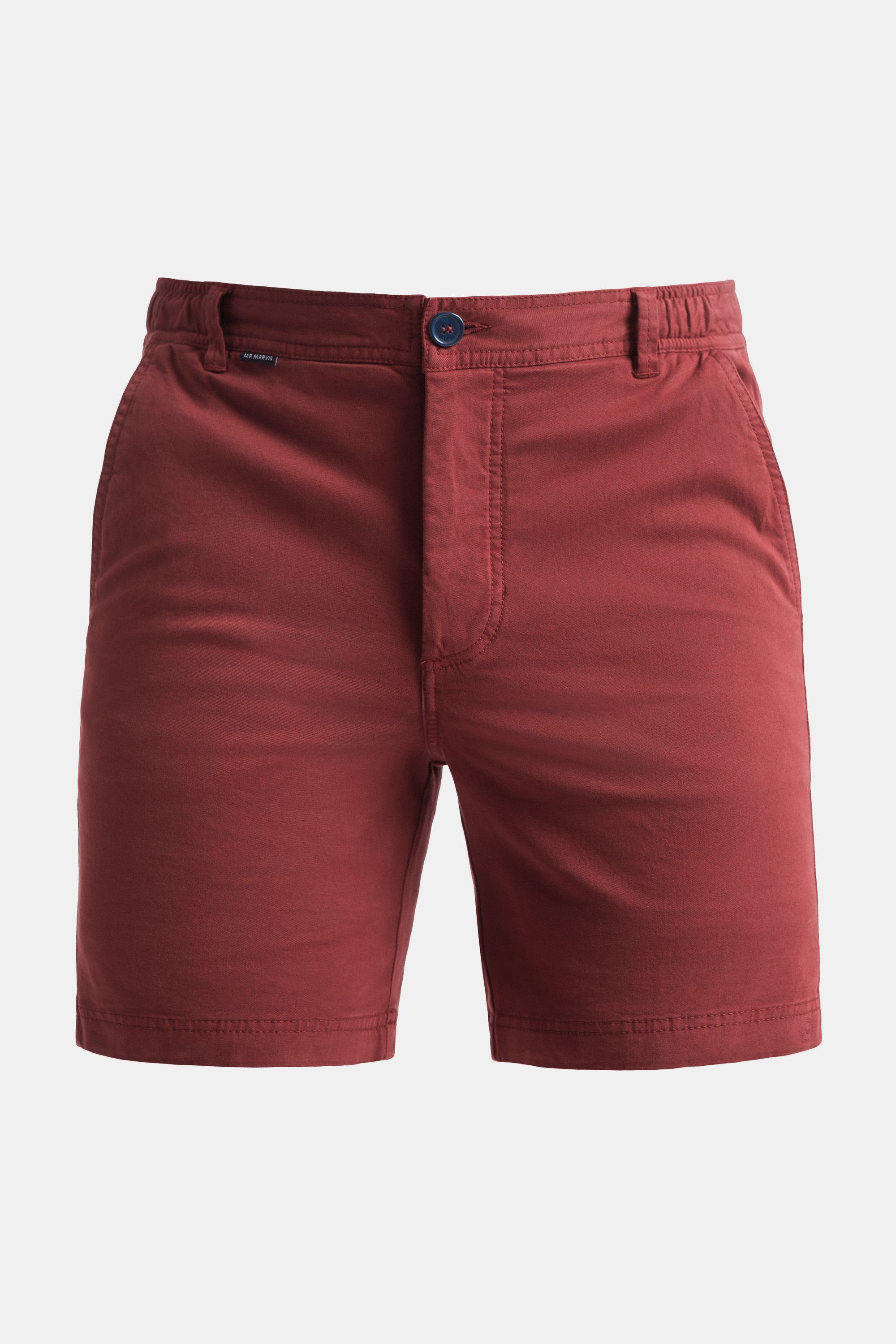 Mens stretch chino shorts in pale crimson red