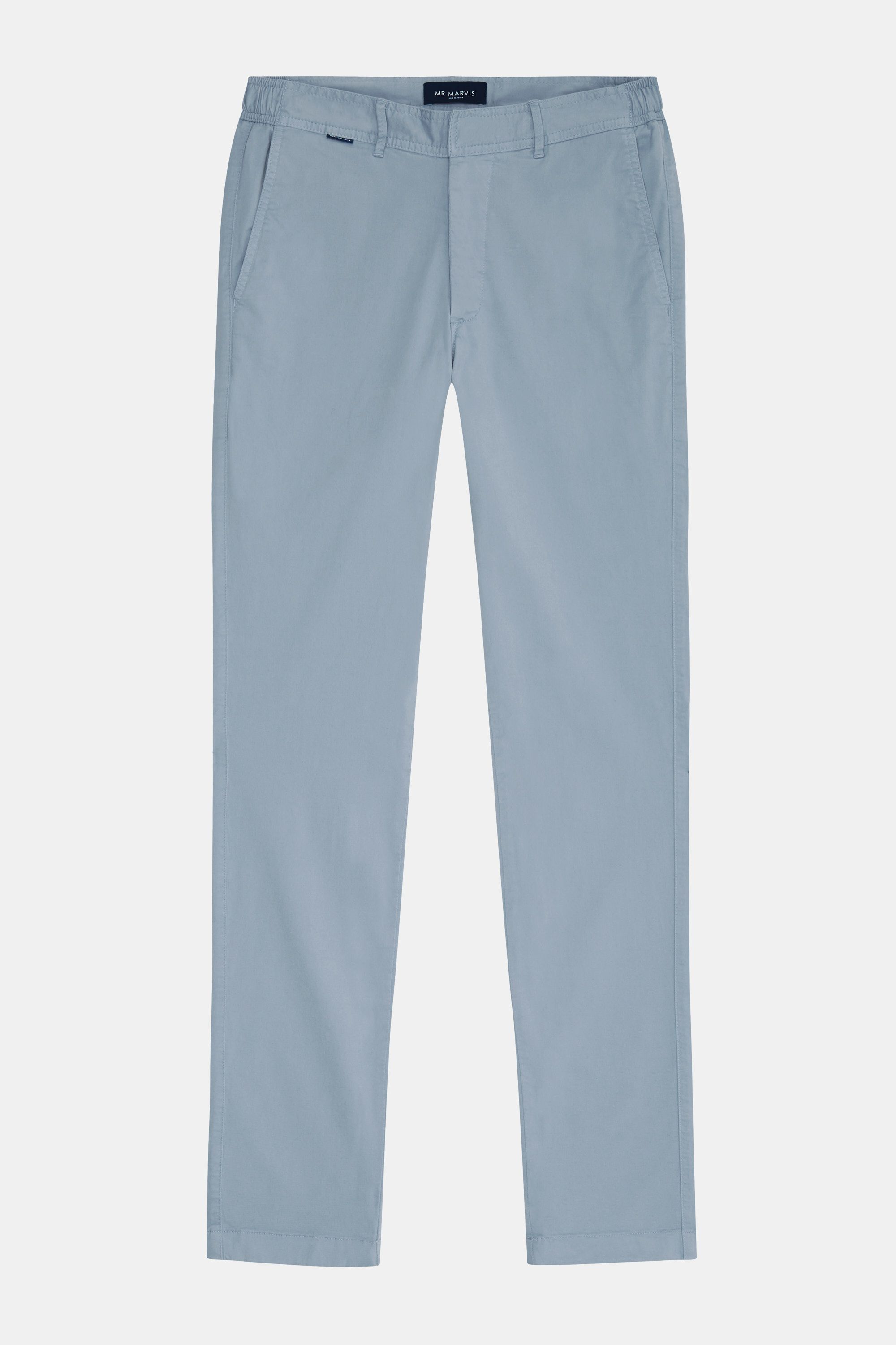 Mens stretch chinos with tailored fit in light grey blue