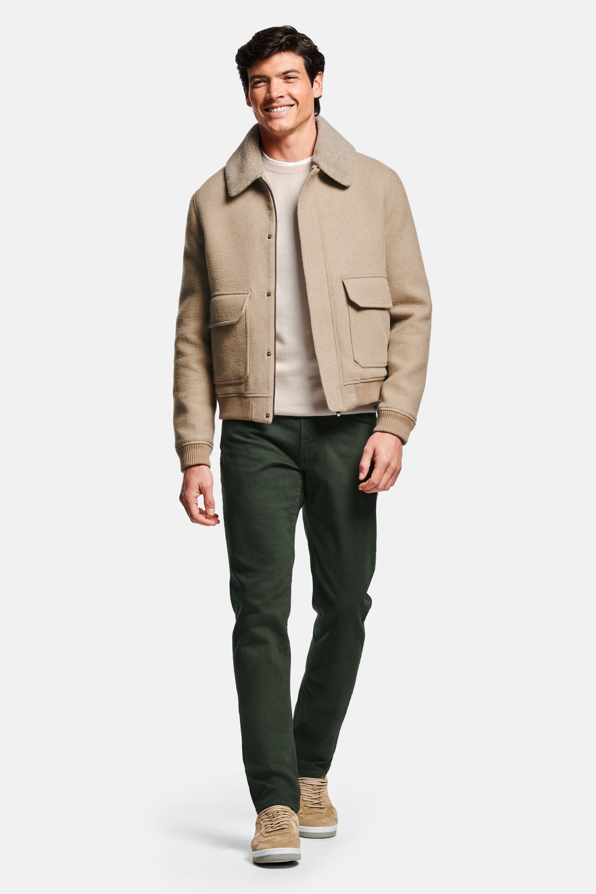 Coconuts * The Merino Pullover, Baristas * The First-class Jacket, Fairways * The Five-pockets, Baristas * The Suede Sneakers, Goodwoods * The Stretch Belt