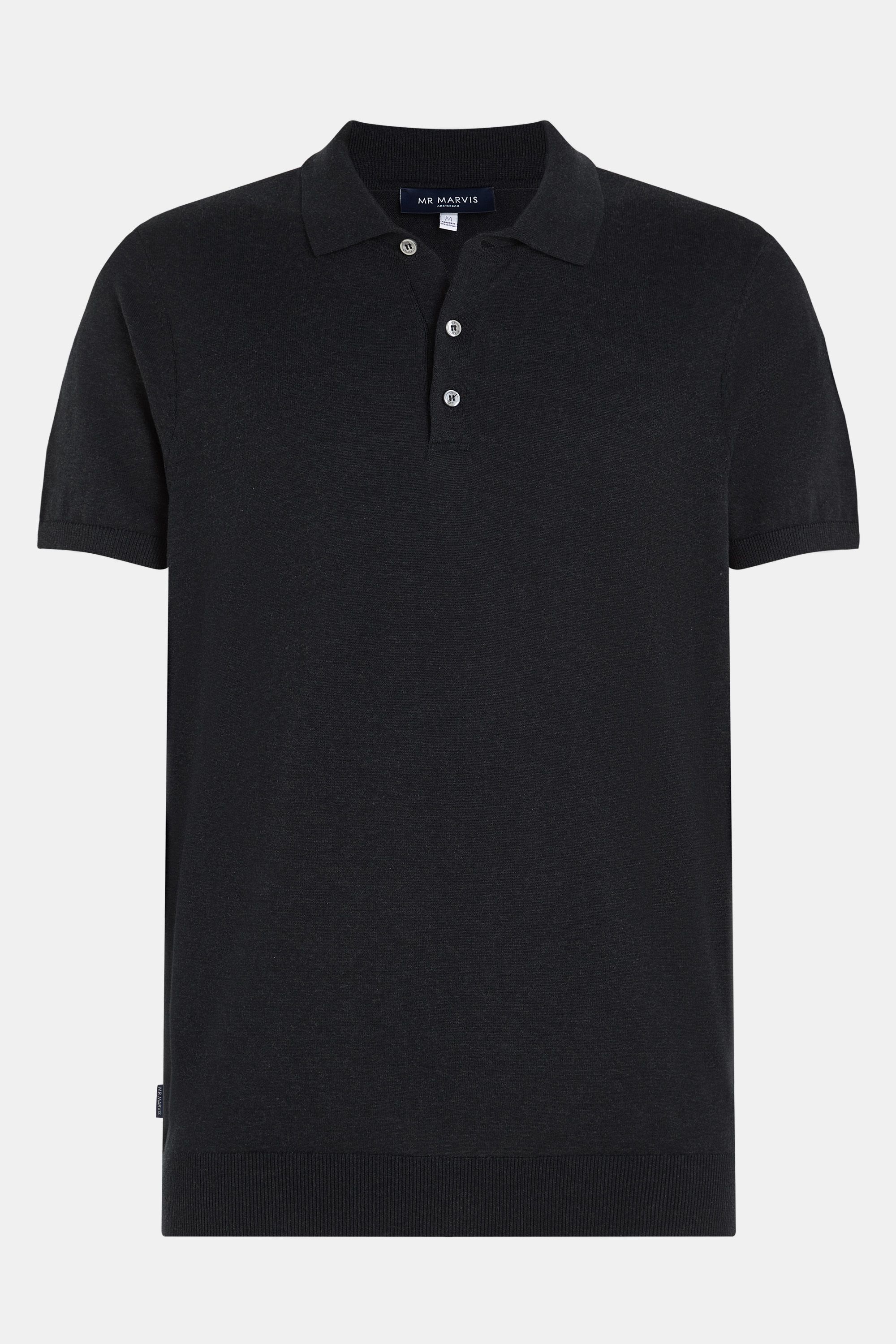 Herren Feinstrick-Poloshirt in Schwarz