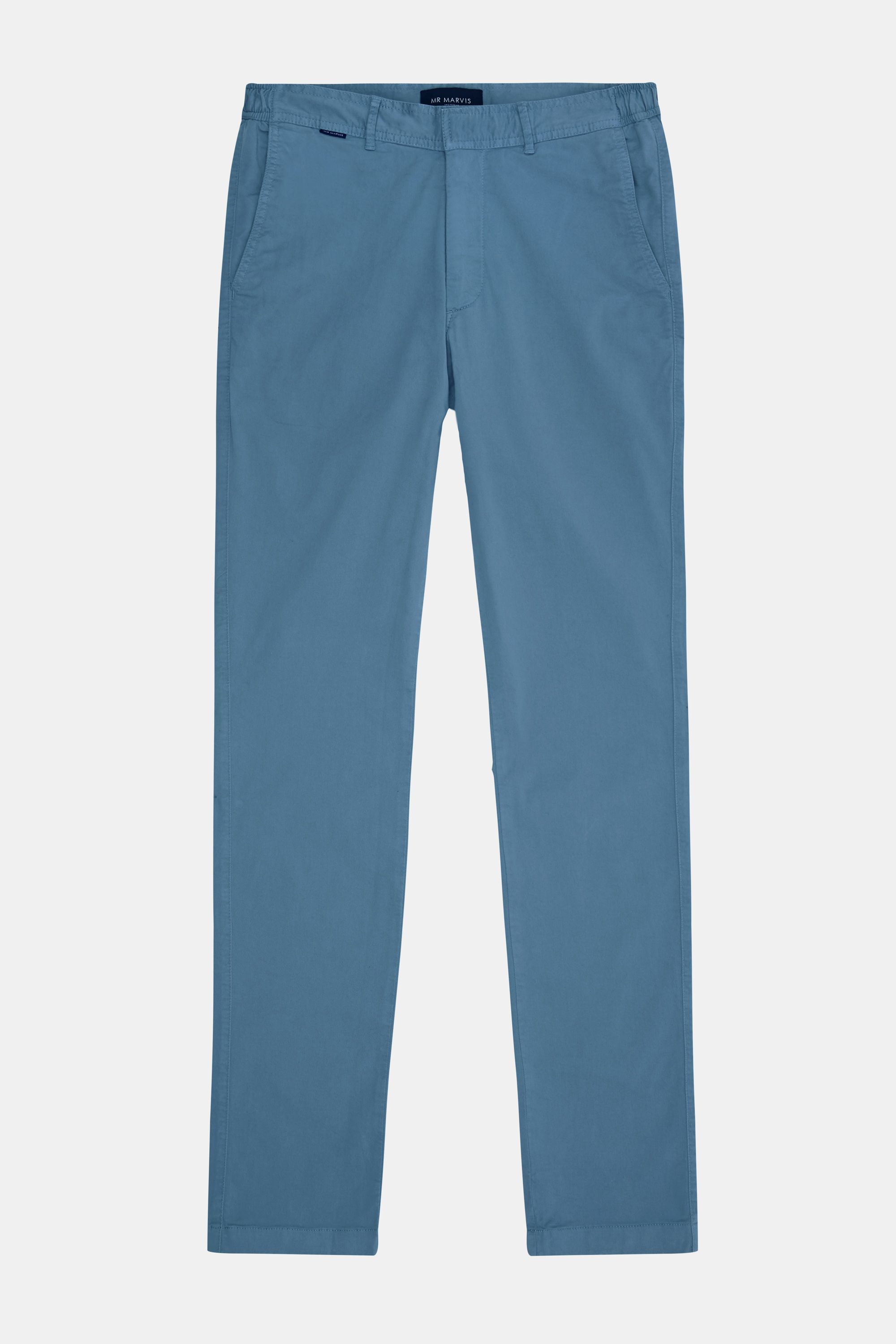 Mens stretch chinos with tailored fit in blue