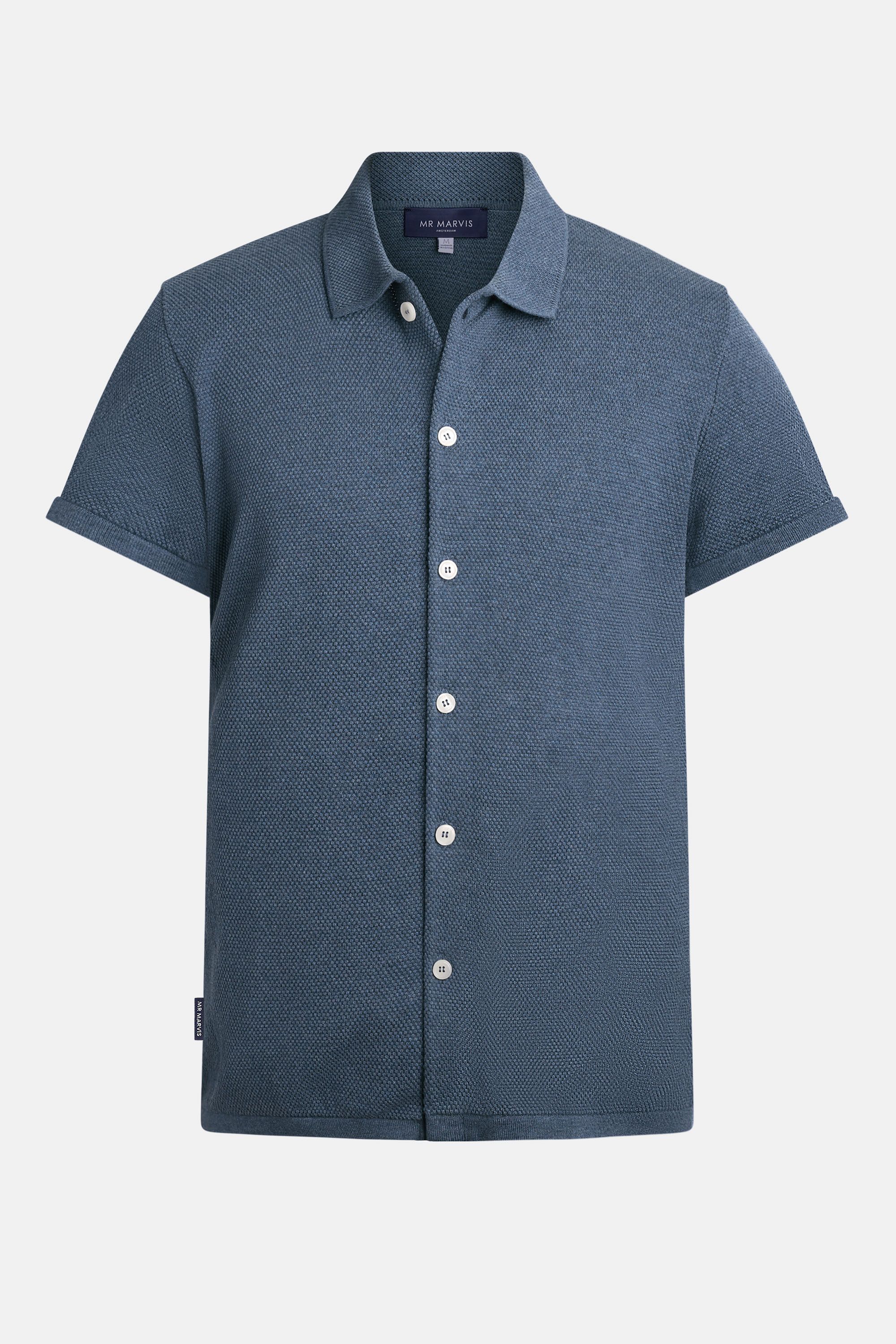 Mens airy knitted shirt in blue