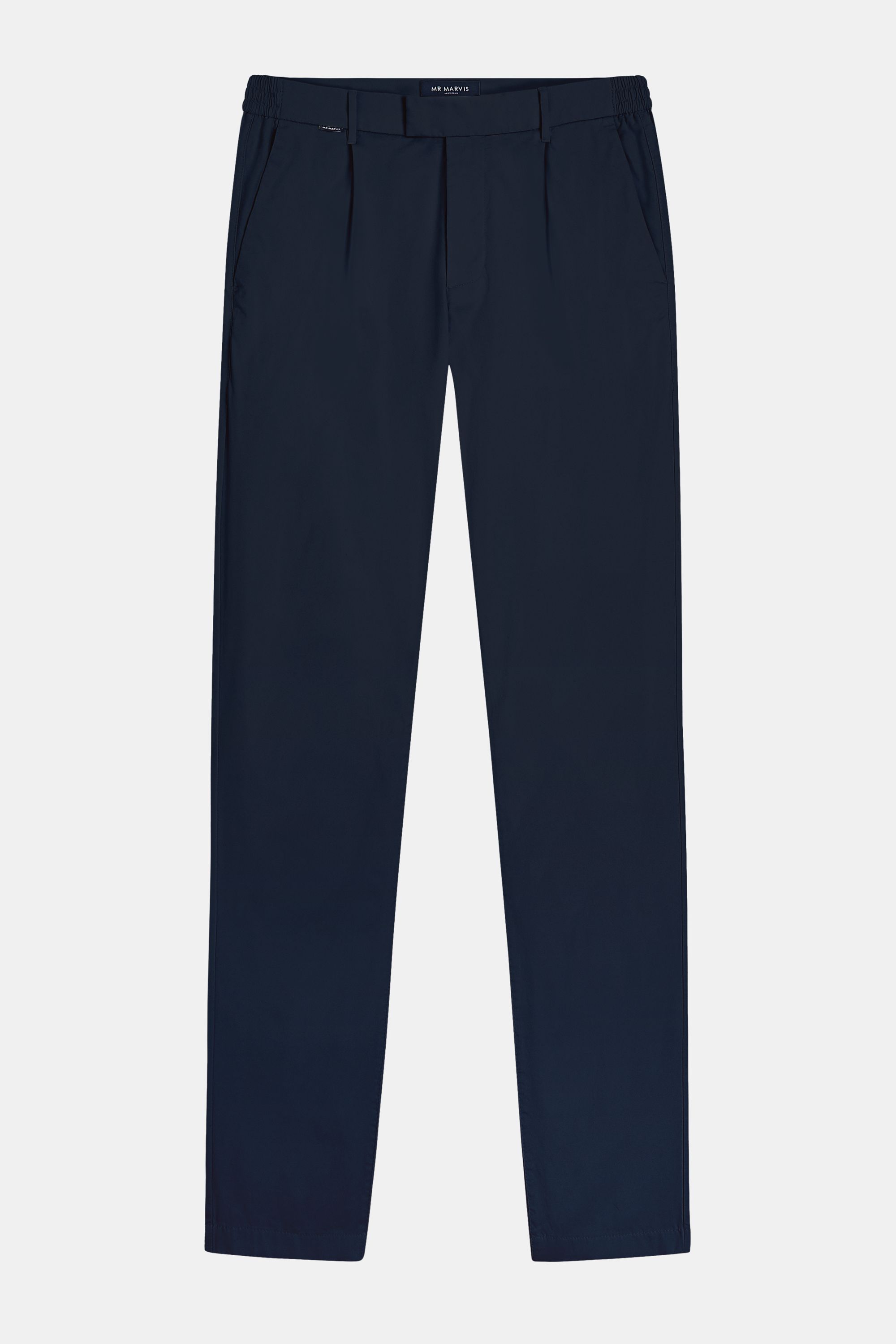 Mens pleated chinos with relaxed fit in dark blue