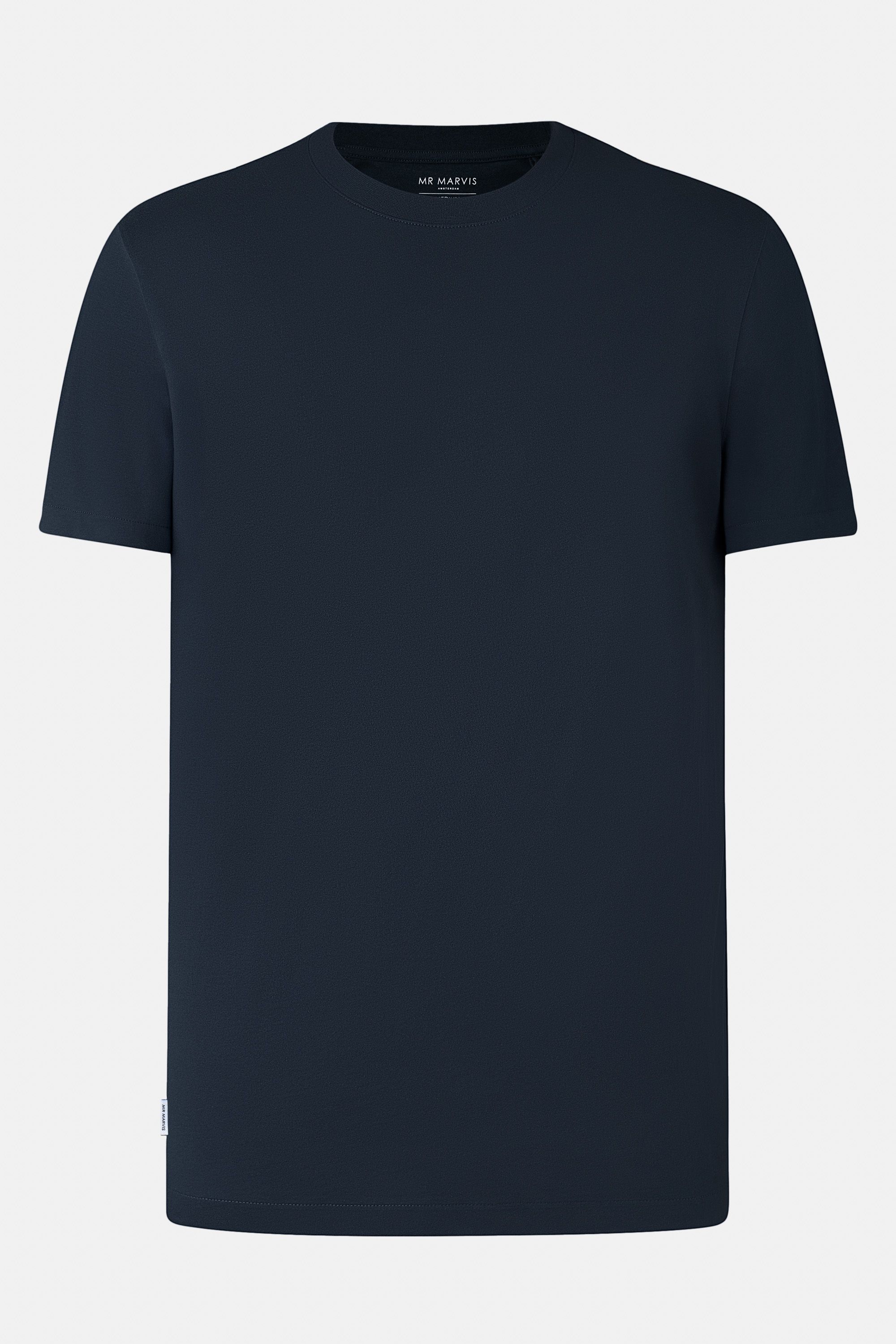 Heren T-shirt met medium gewicht en ronde hals in donkerblauw