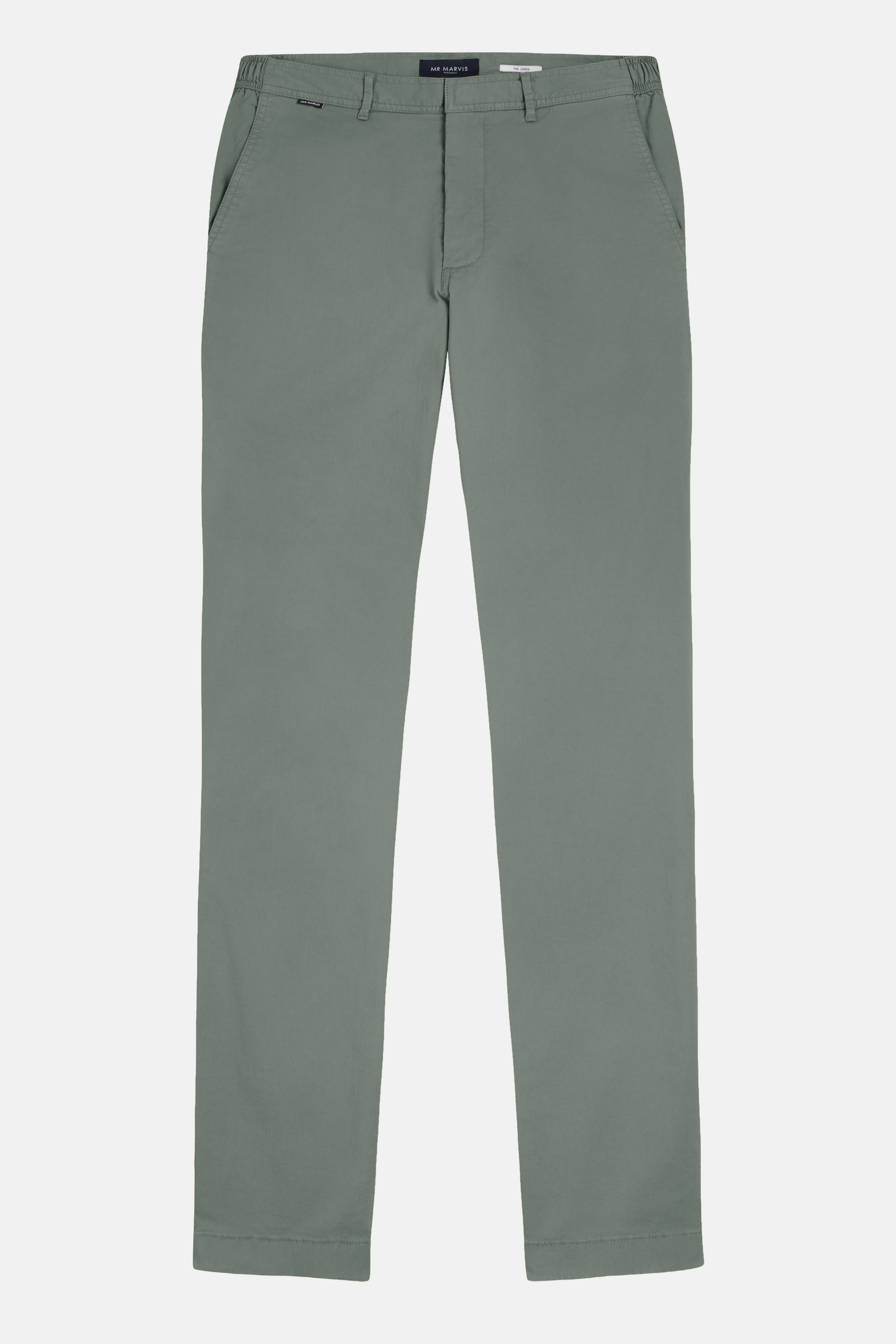 Chinos elásticos para hombre con corte entallado en verde grisáceo