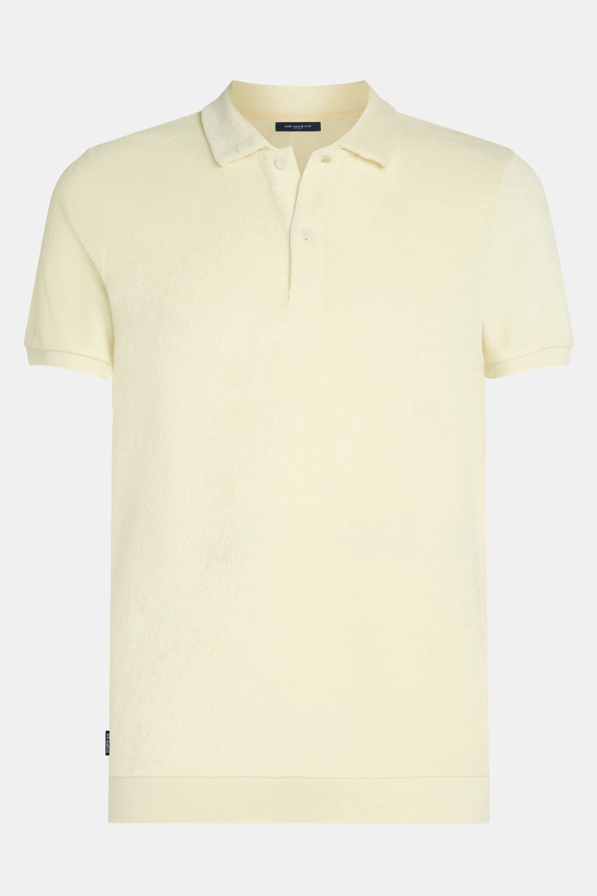 Mens towelling polo shirt in soft yellow