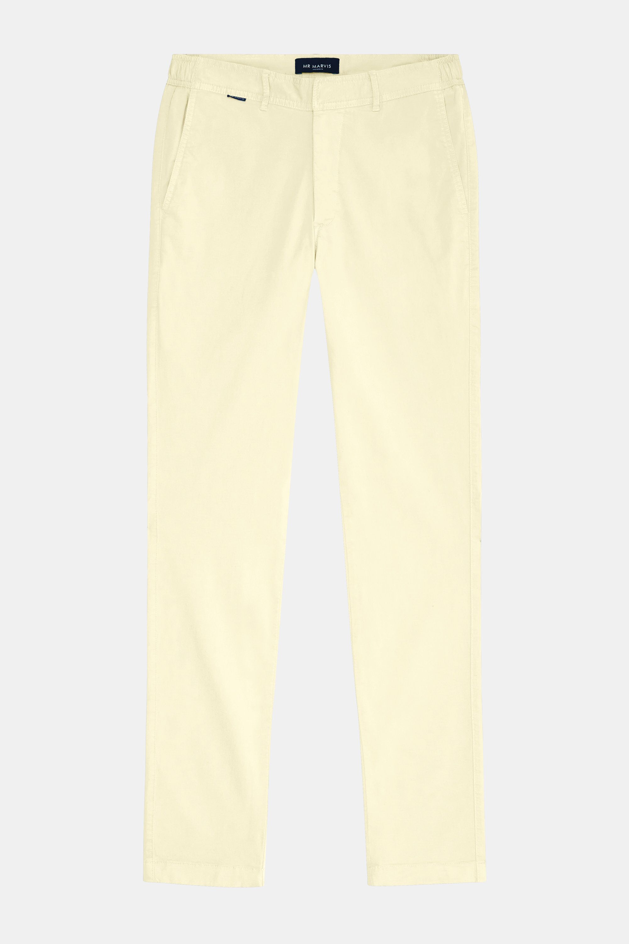 Heren stretch chinos met tailored fit in zachtgeel