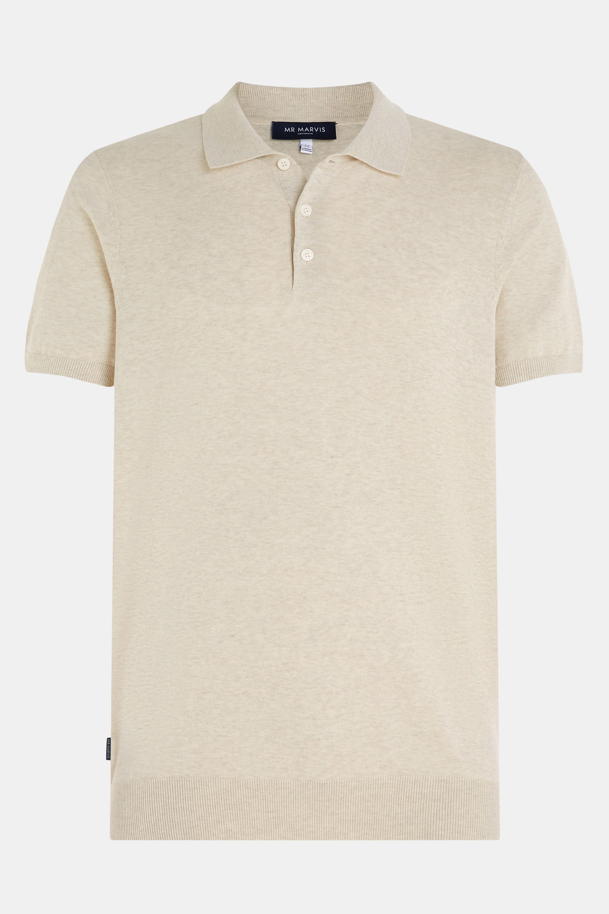 Polo en maille fine pour homme en beige