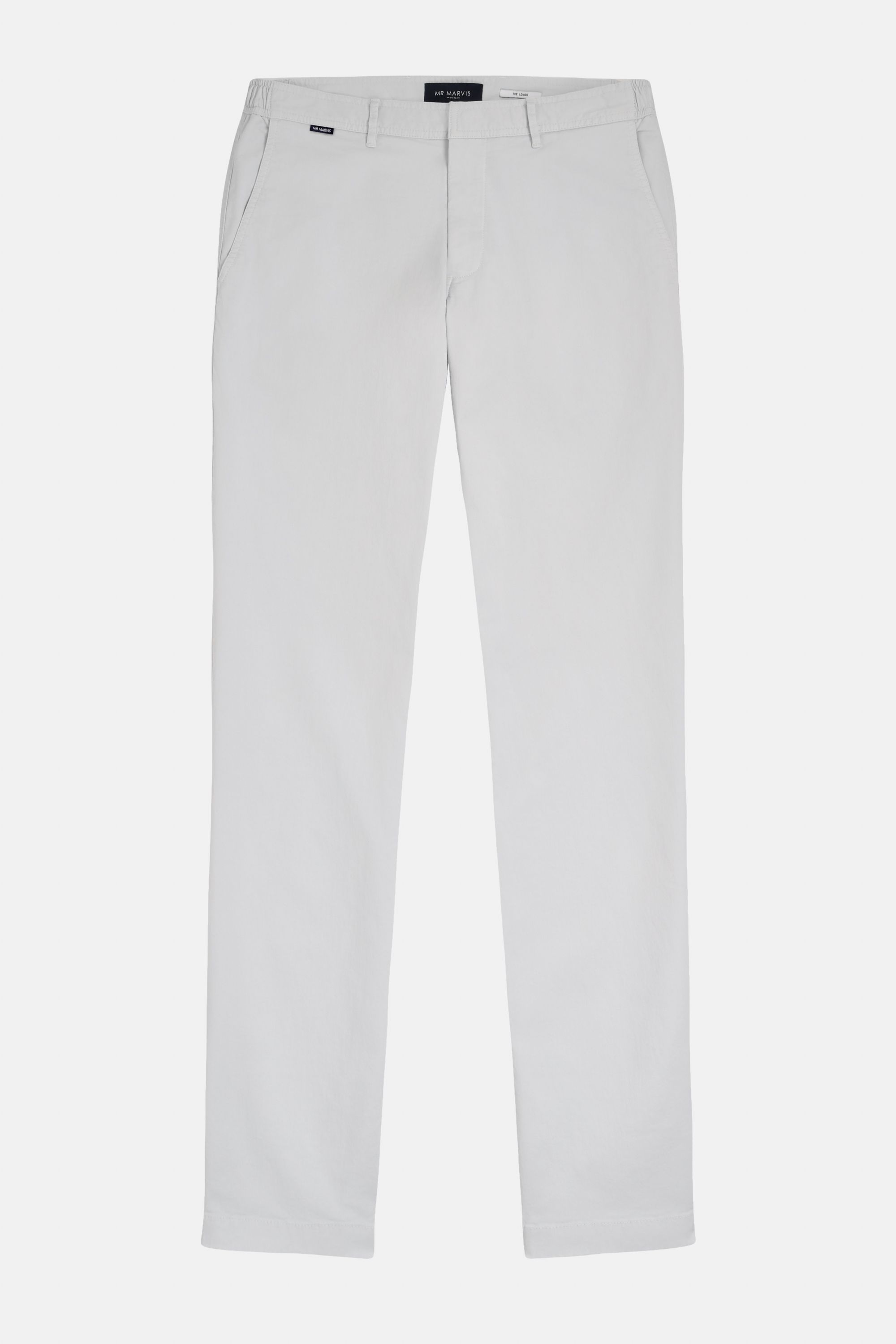 Mens stretch chinos with tailored fit in light grey