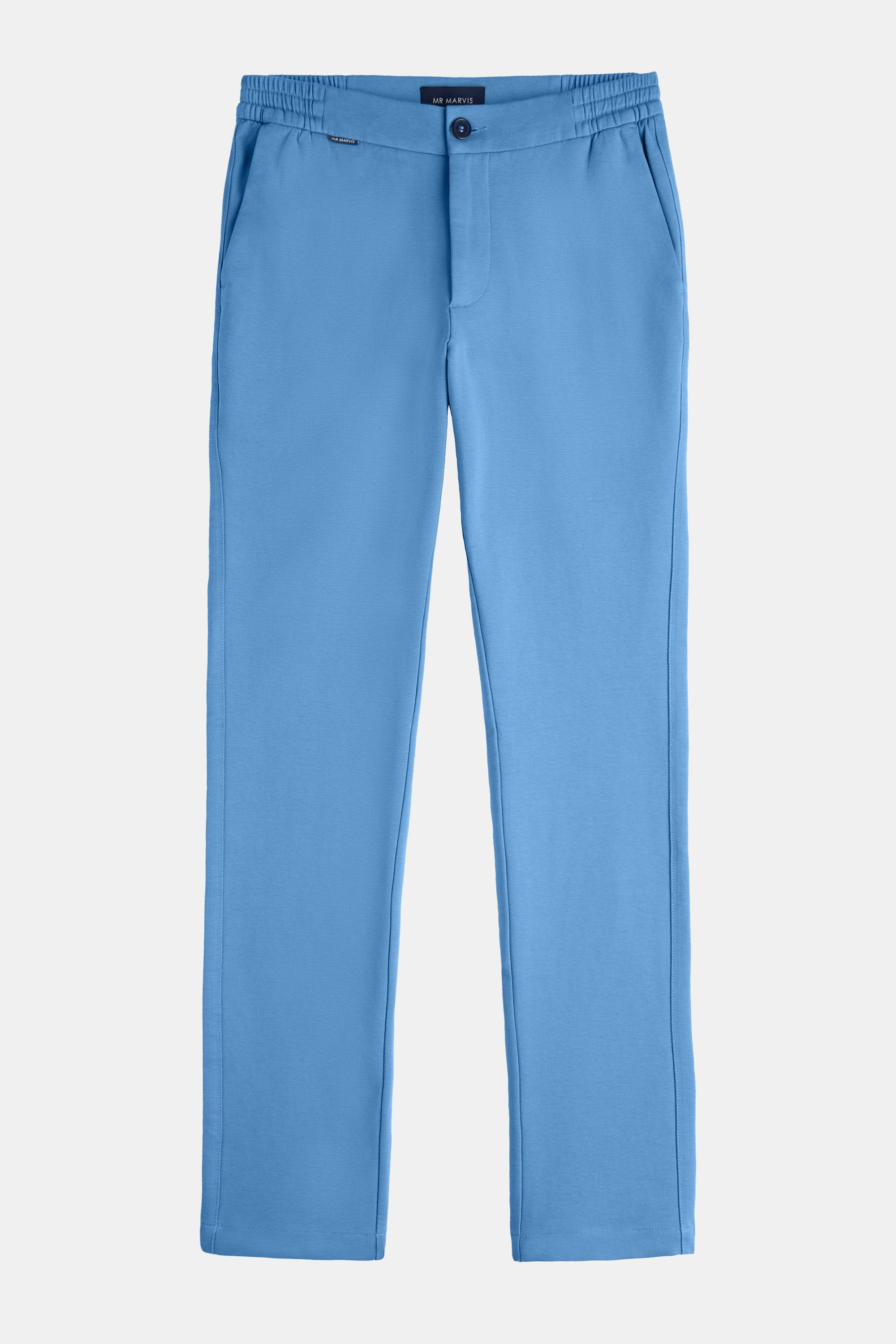 Mens stretch and soft trousers with regular fit in mid blue
