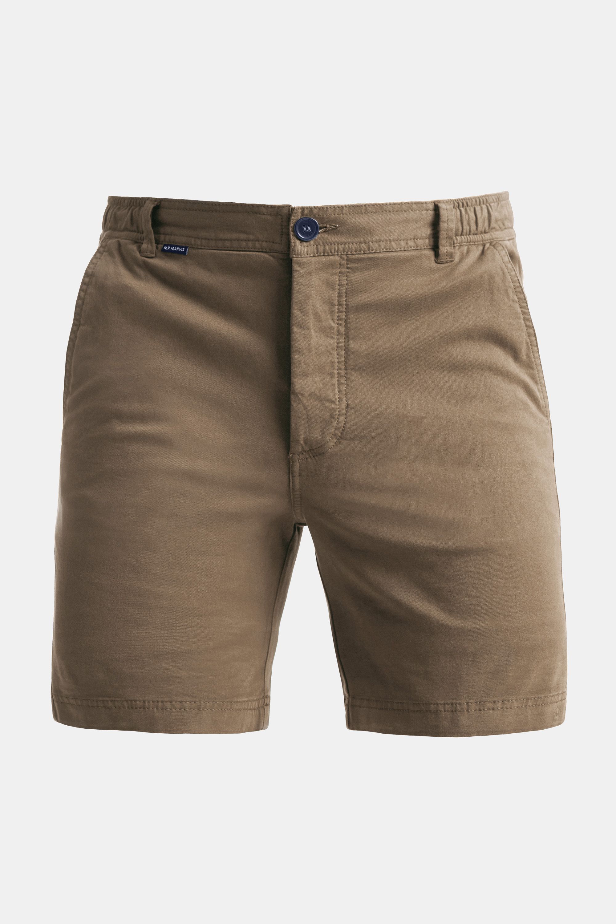 Mens stretch chino shorts in mid brown