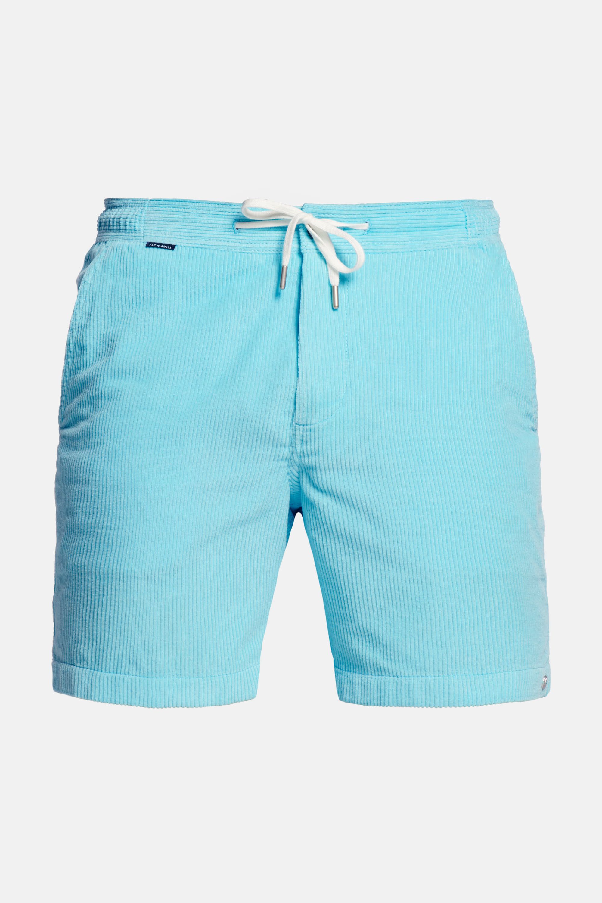 Mens Corduroy shorts in turquoise blue