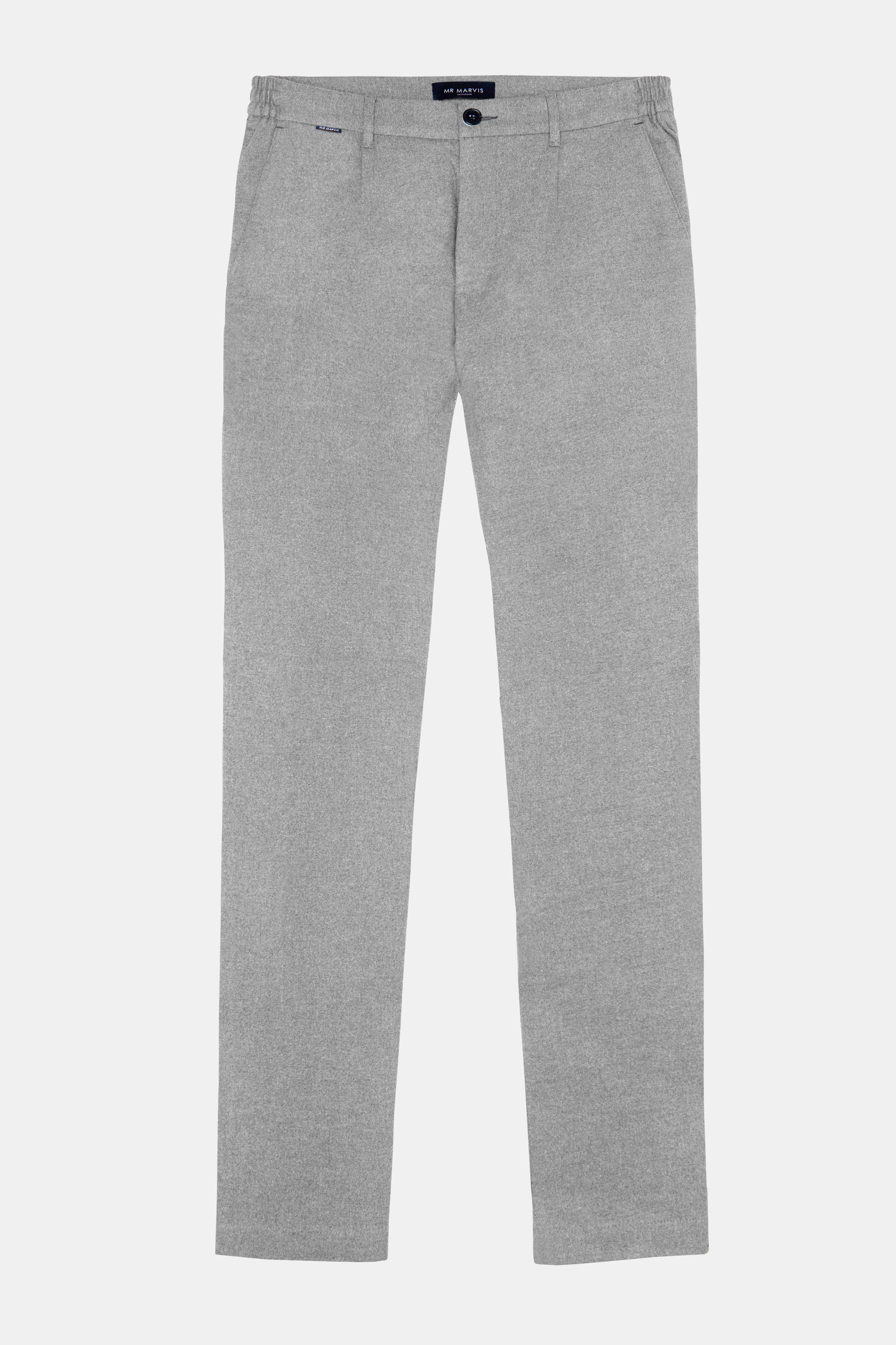 Heren geklede flanellen broek met tapered fit in grijs