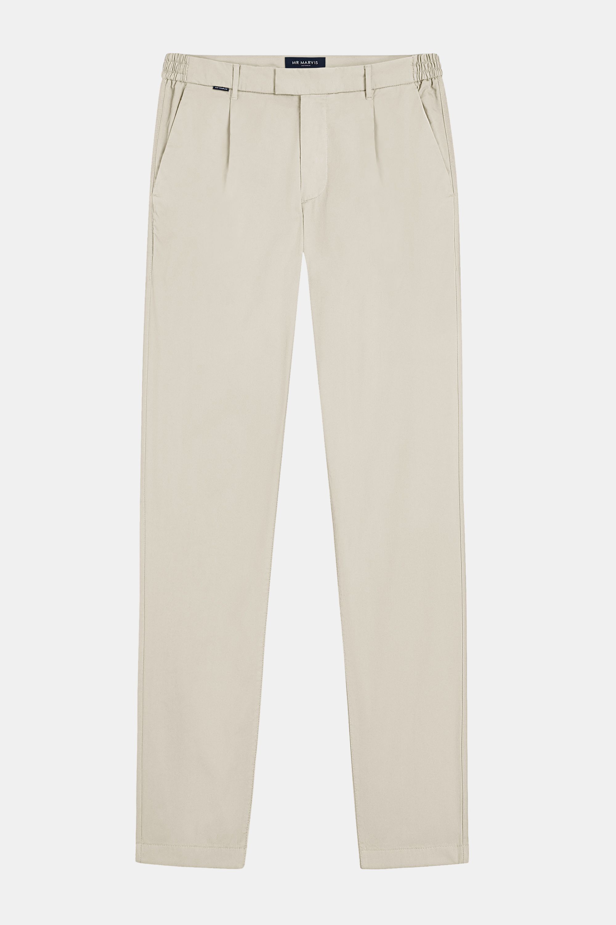 Mens pleated chinos with relaxed fit in beige
