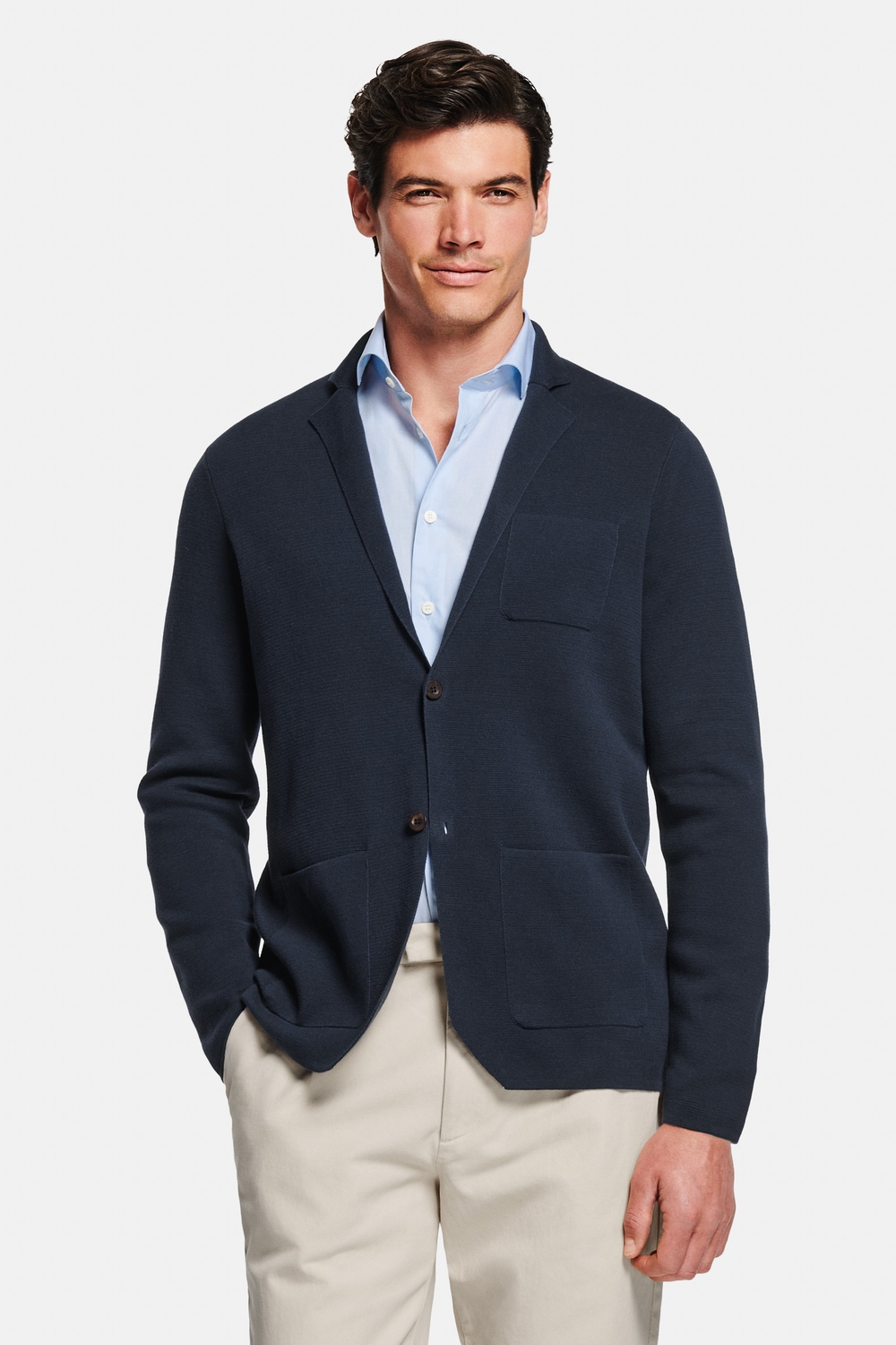 OPUS Parf fijngebreide trui in alpaca wolblend met sjaalkraag • Blauw OPUS Parf fijngebreide trui in alpaca wolblend met sjaalkraag • Blauw