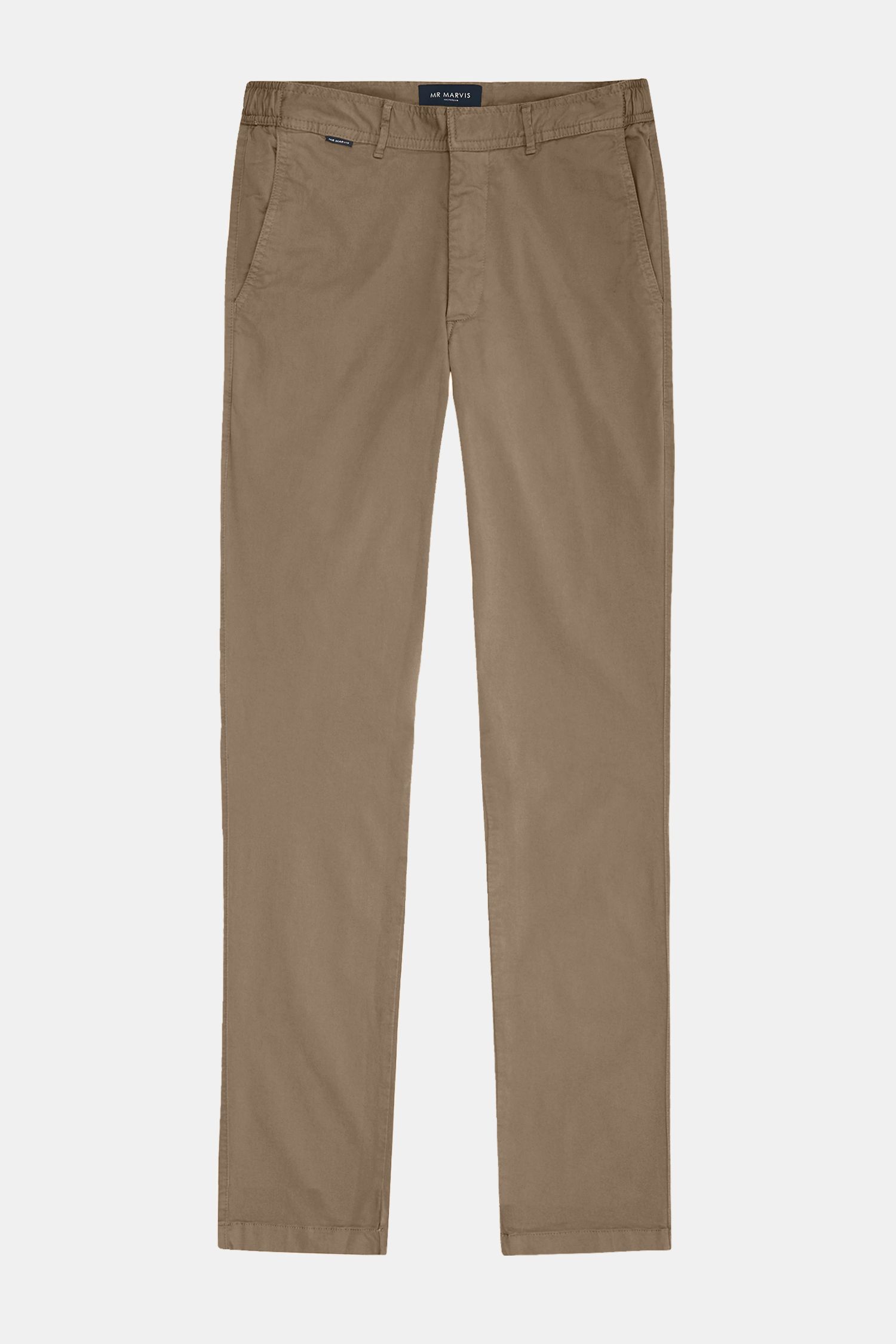 Mens stretch chinos with tailored fit in mid brown