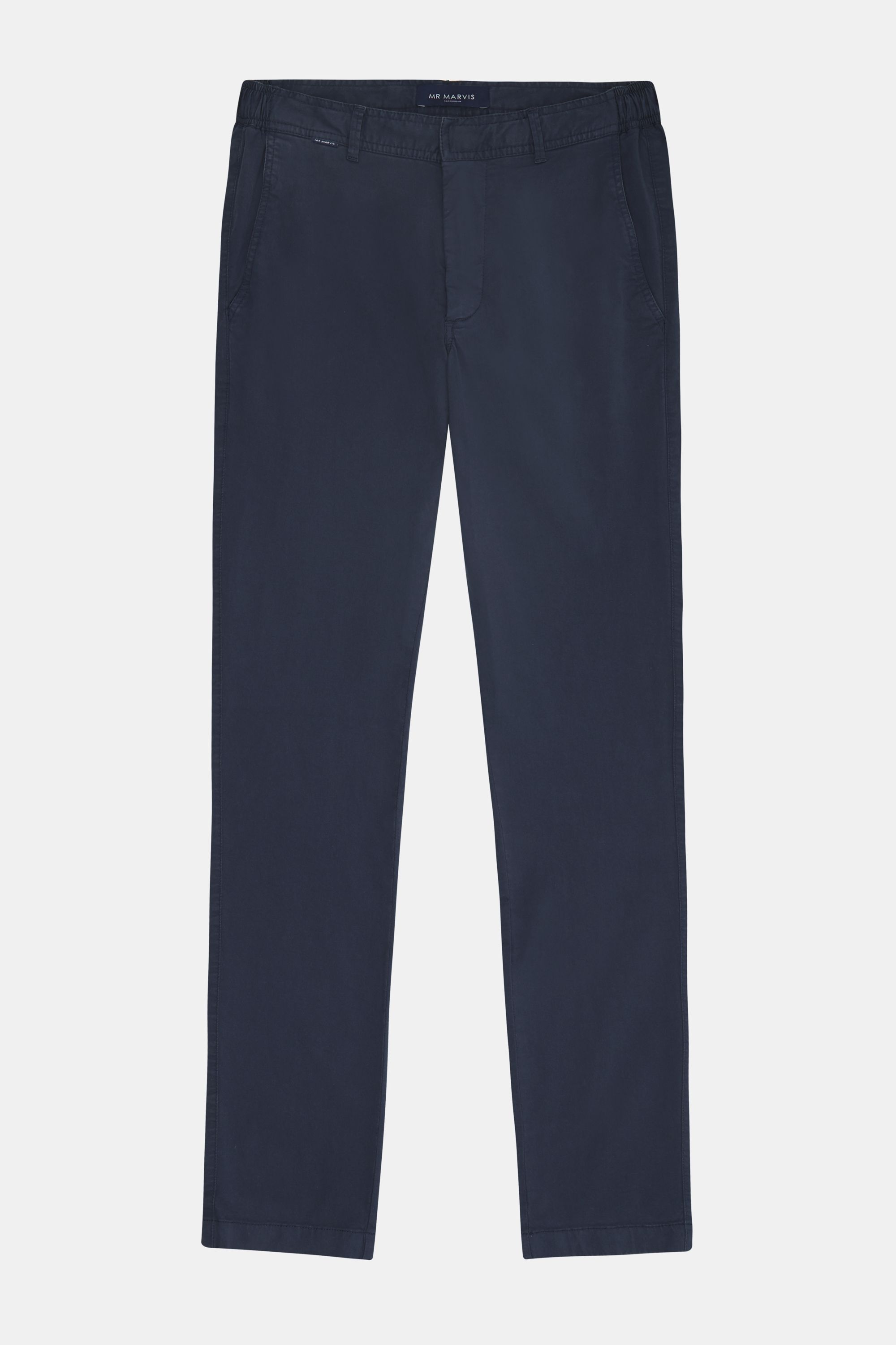 Mens stretch chinos with tailored fit in dark blue