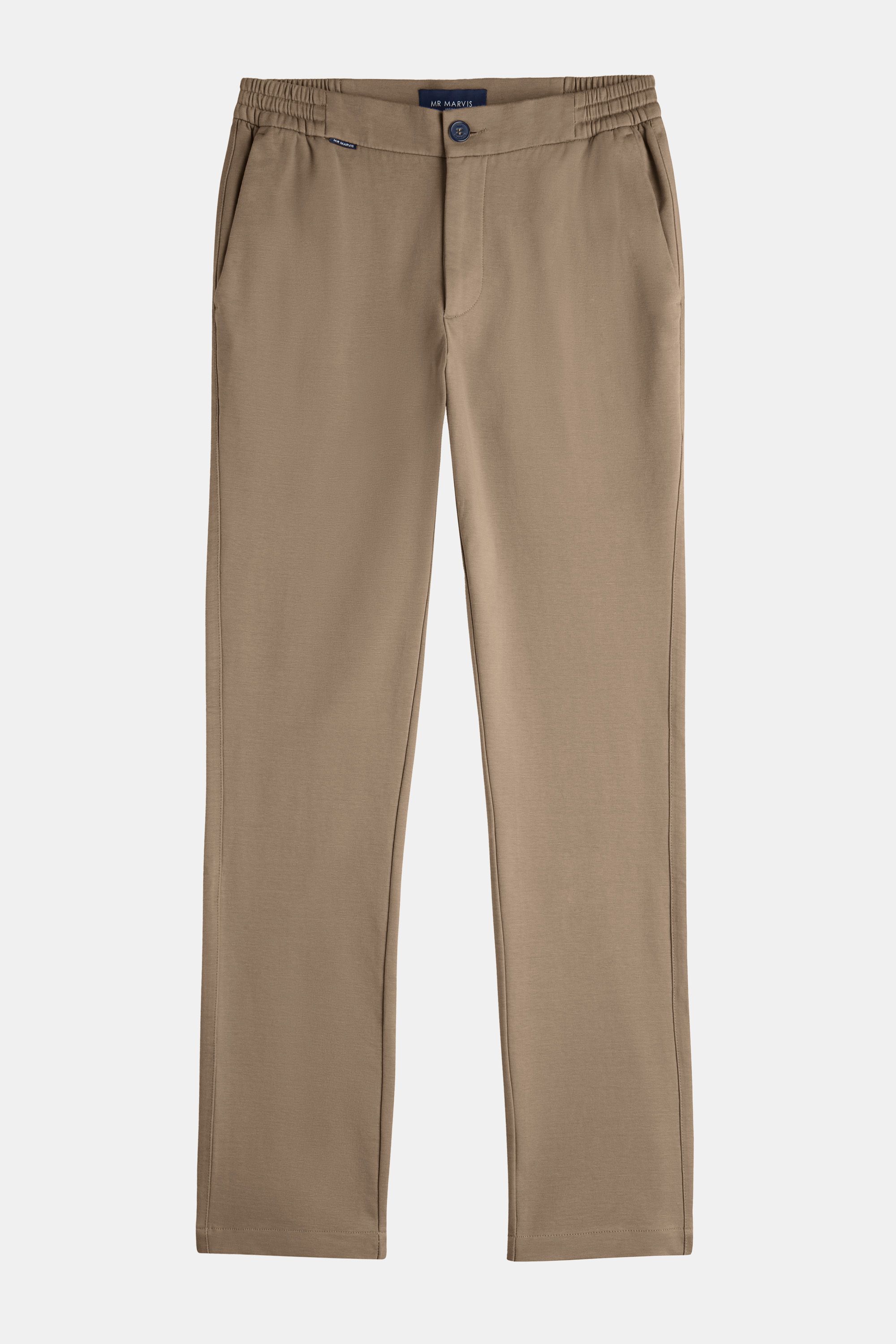 Mens stretch and soft trousers with regular fit in mid brown