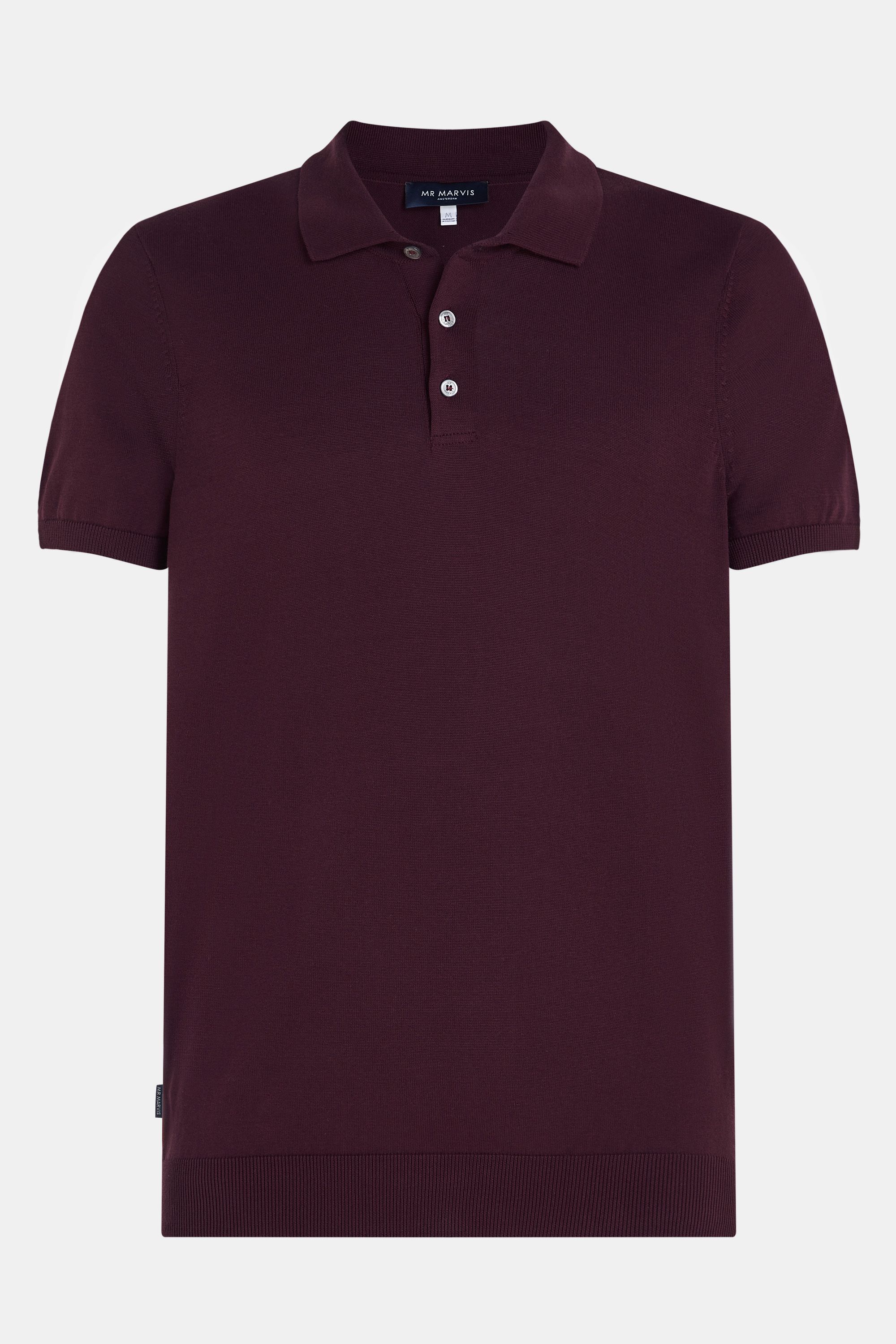 Mens fine knit polo in dark burgundy