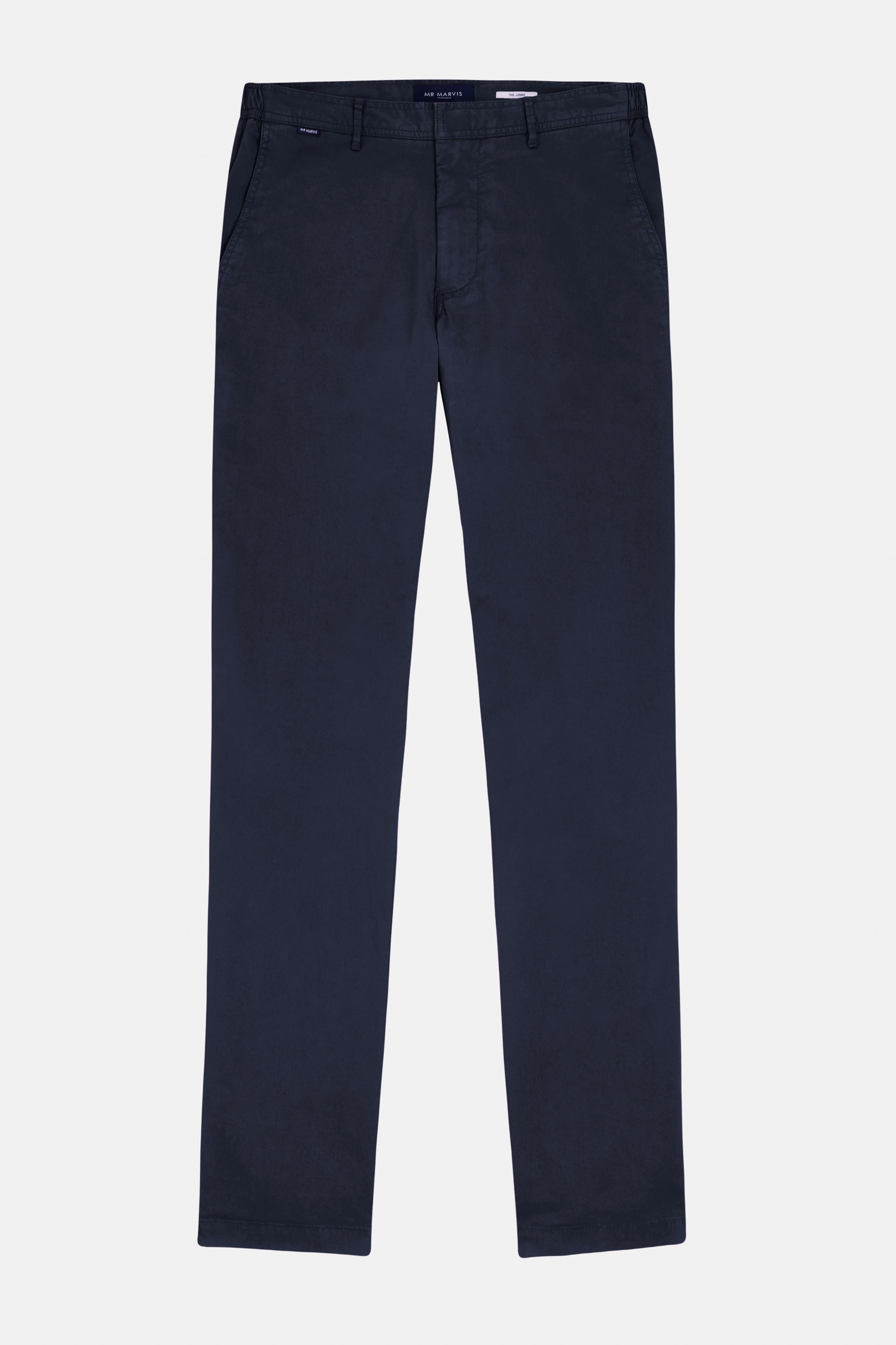 Mens stretch chinos with tailored fit in black blue