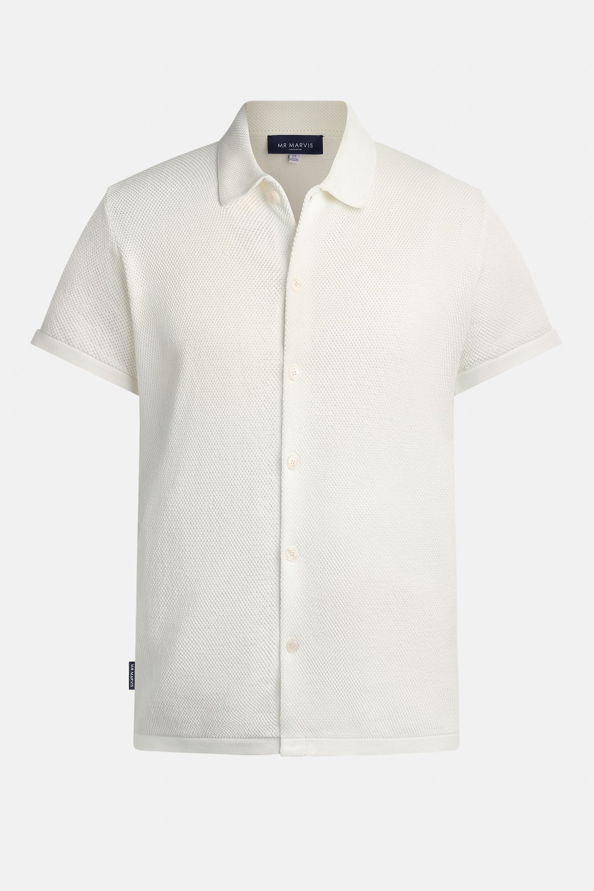 Mens airy knitted shirt in off white