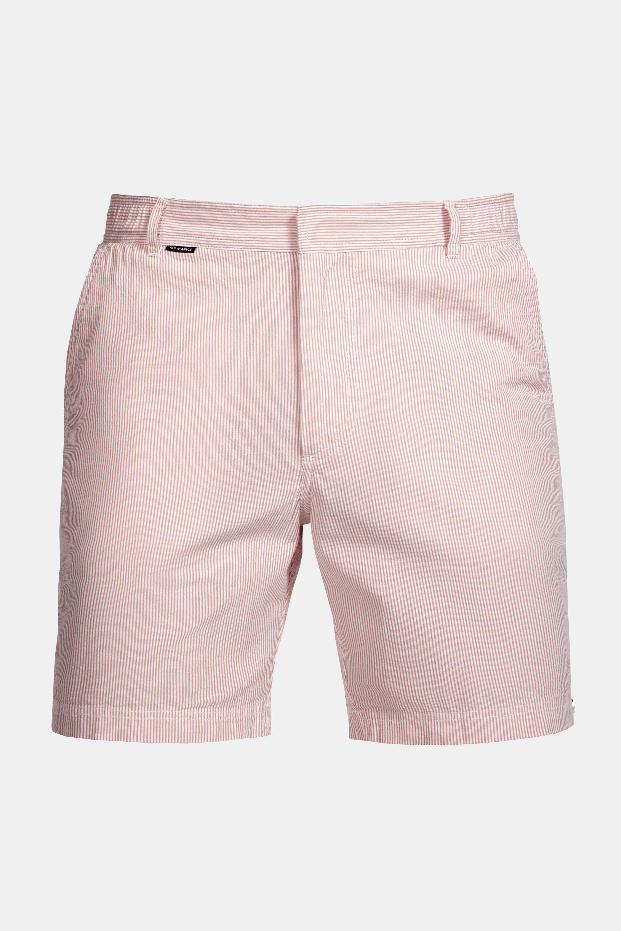 Short seersucker homme à rayures rouge brique et blanc