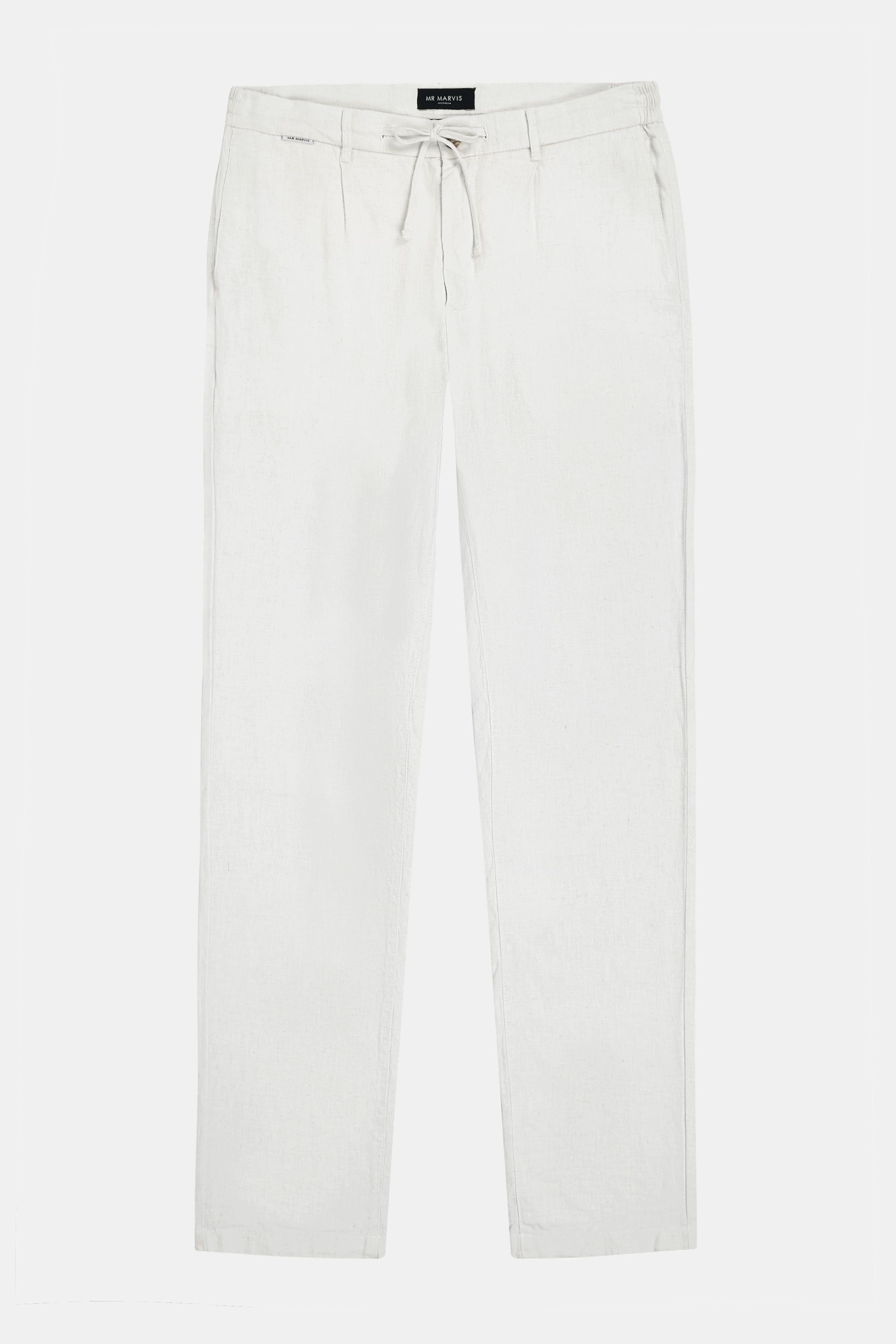Mens linen blend trousers with relaxed fit in white