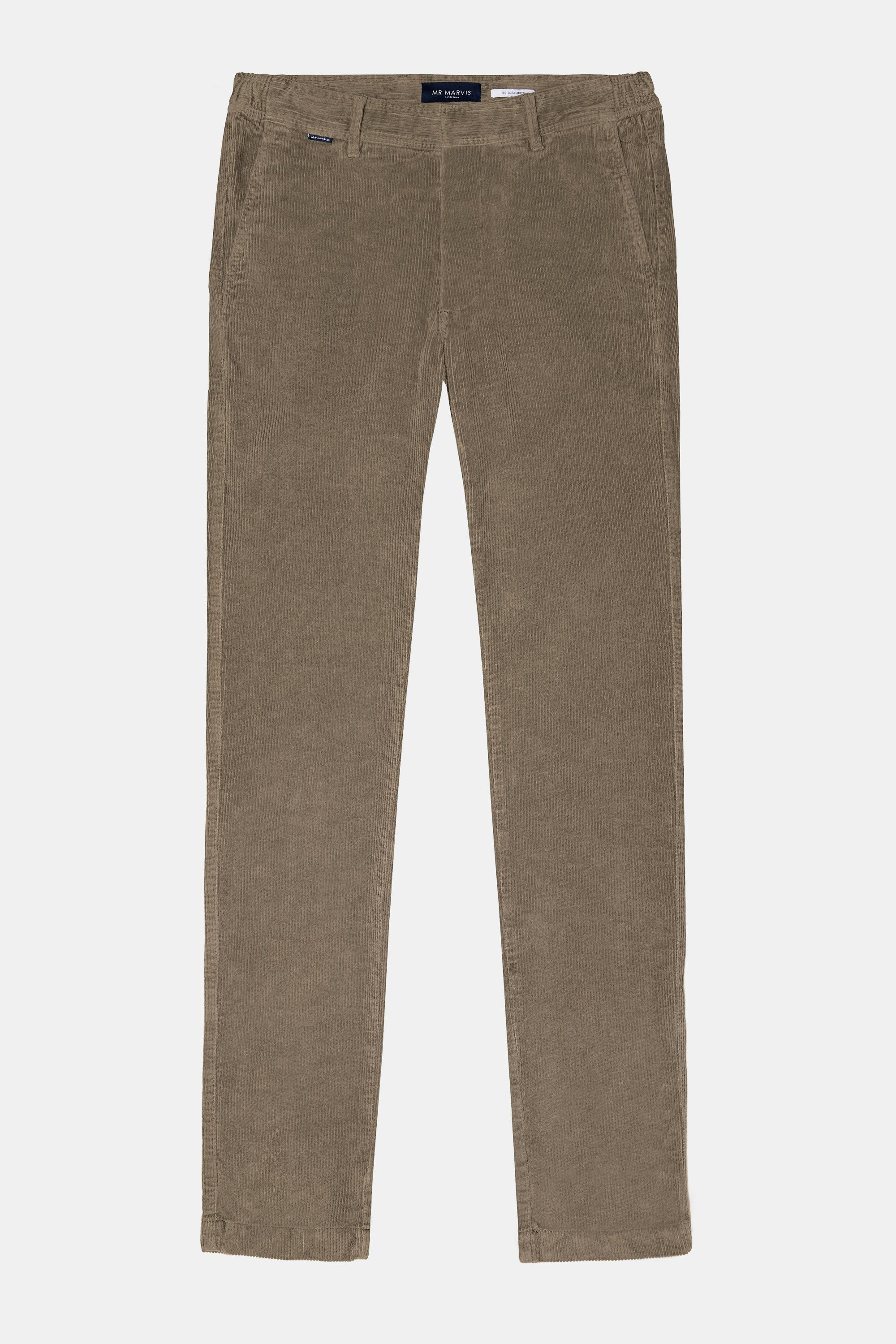 Mens corduroy trousers with regular fit in mid brown
