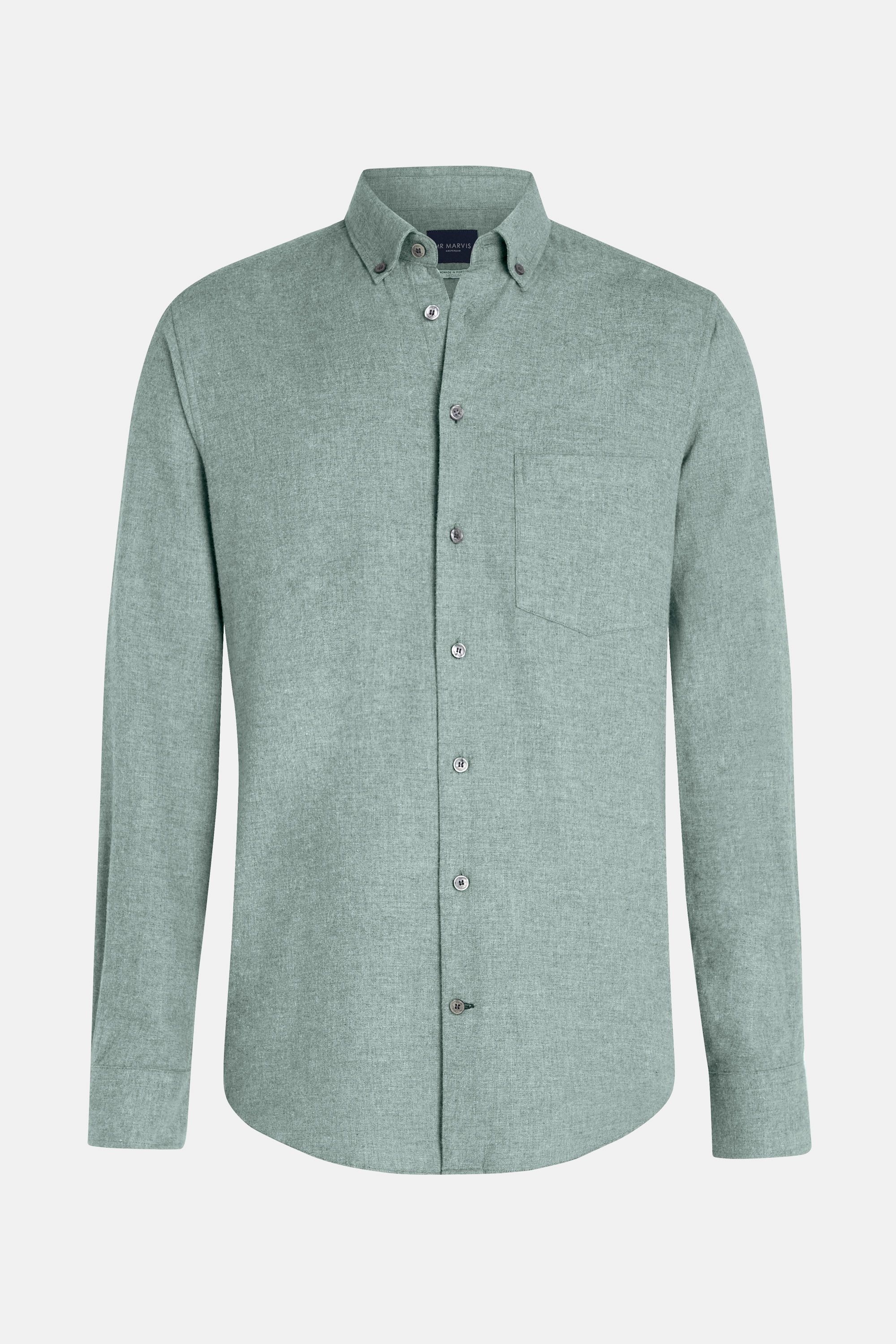 Męska koszula flanelowa button-down o standardowym kroju w szarozielonym kolorze