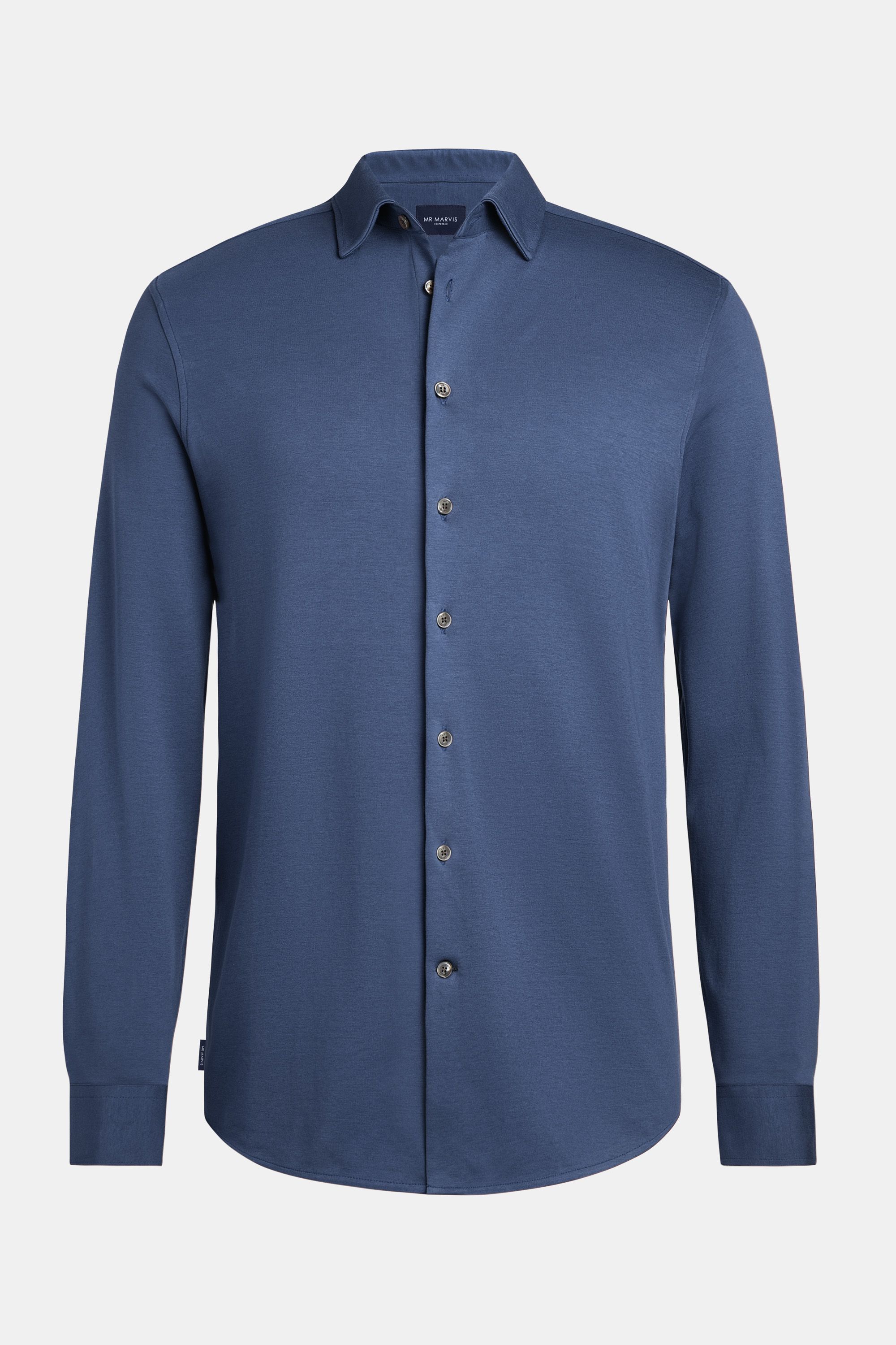 Mens jersey stretch shirt in organic cotton with regular fit in blue