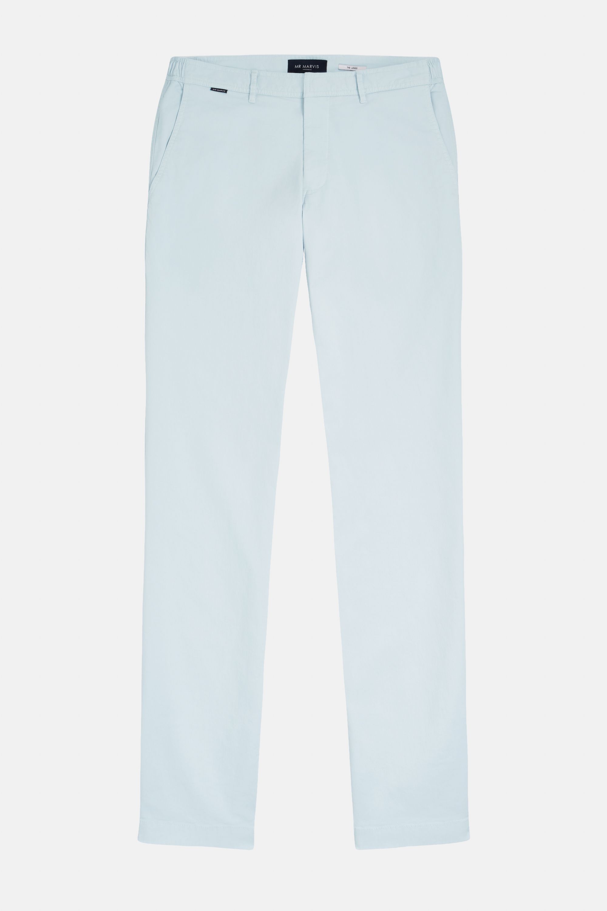 Mens stretch chinos with tailored fit in light blue