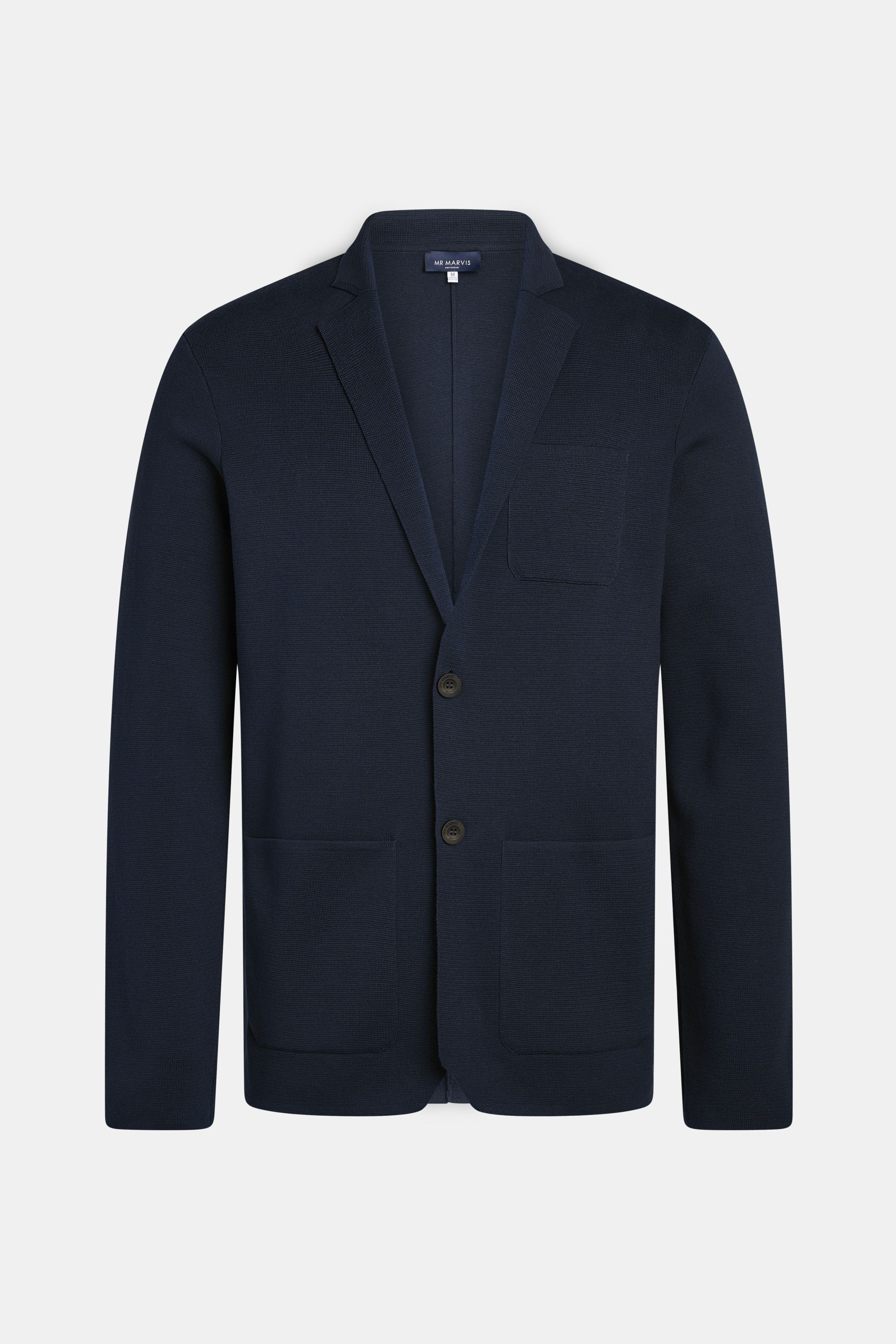 Mens knitted blazer in dark blue