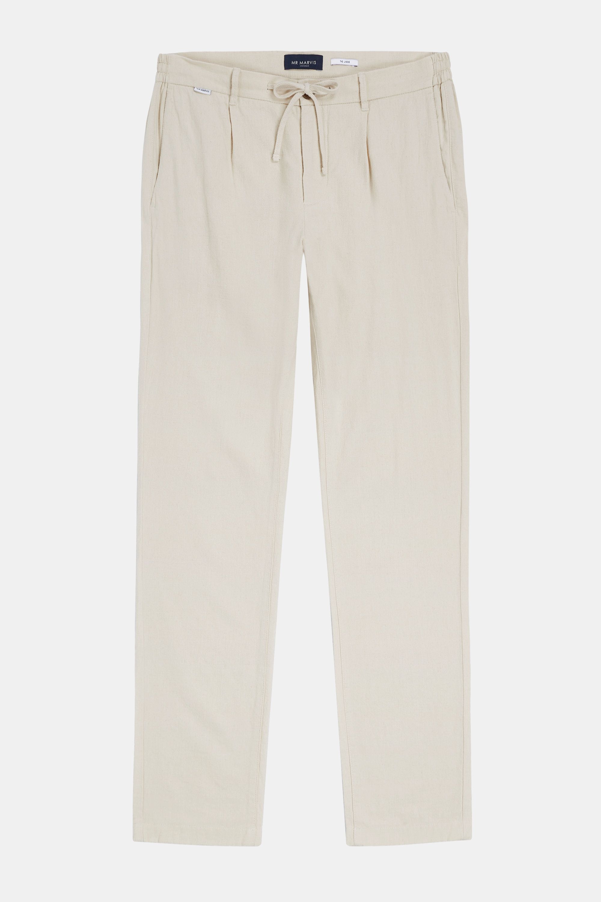 Herren Leinenmix-Hose mit bequemer Passform in Beige