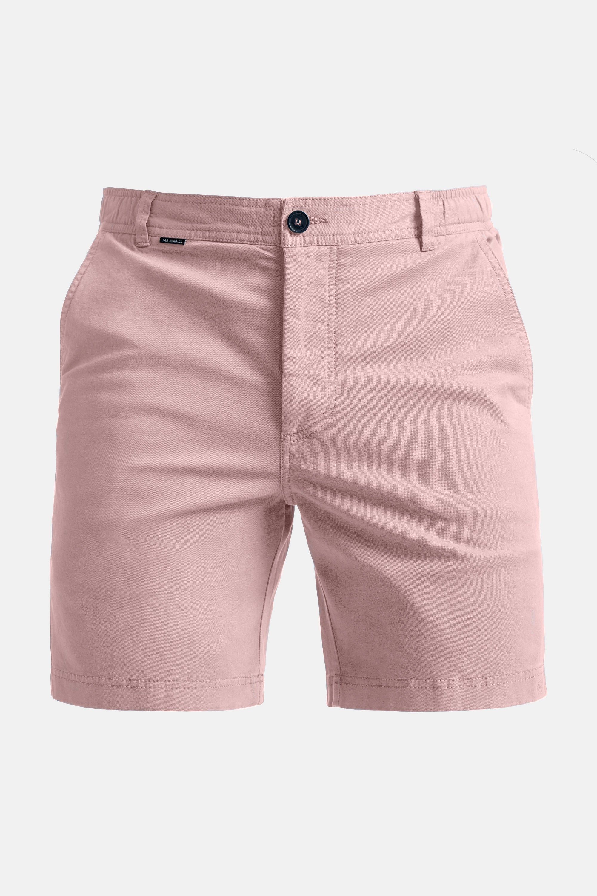 Mens stretch chino shorts in old pink