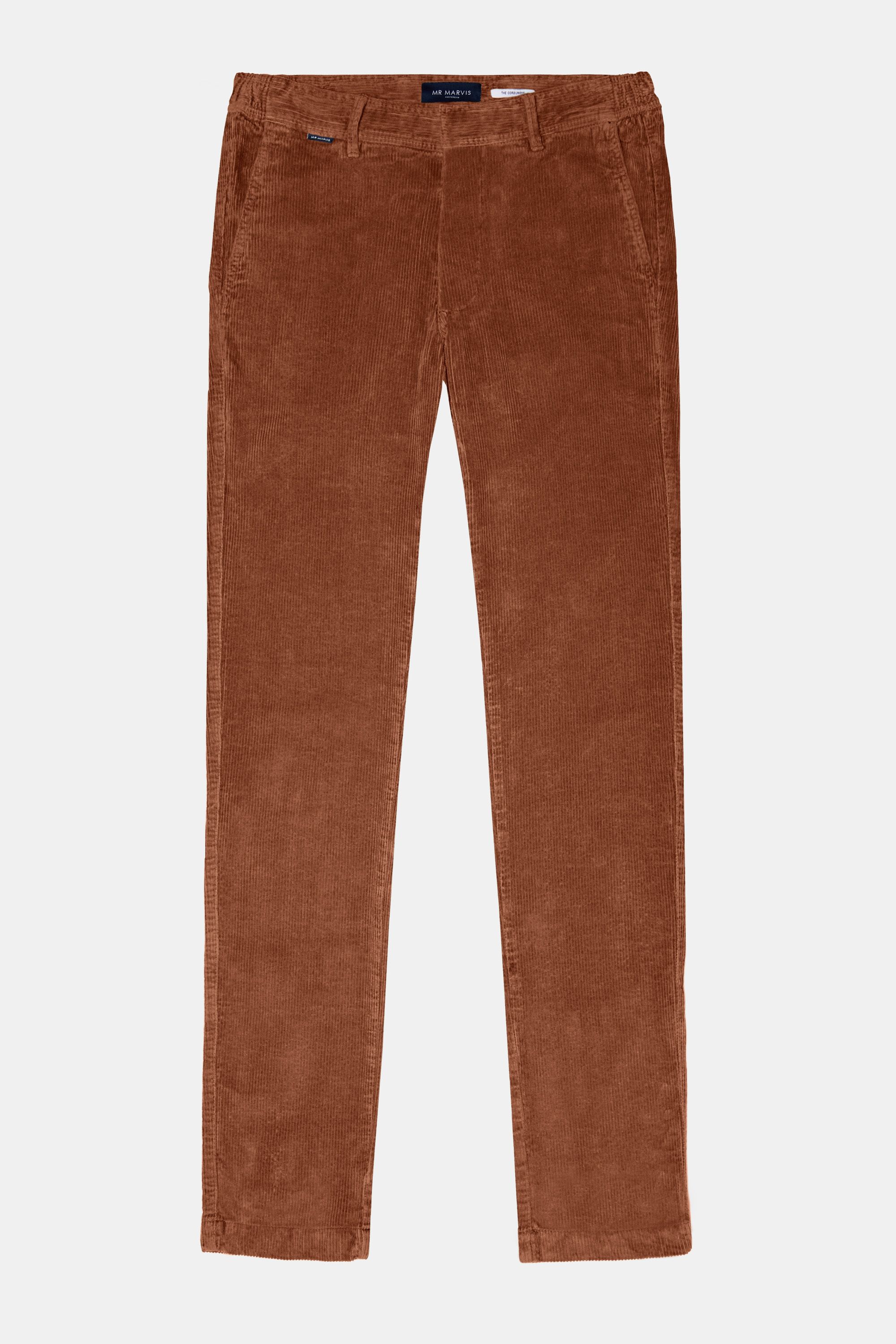 Mens corduroy trousers with regular fit in burnt orange