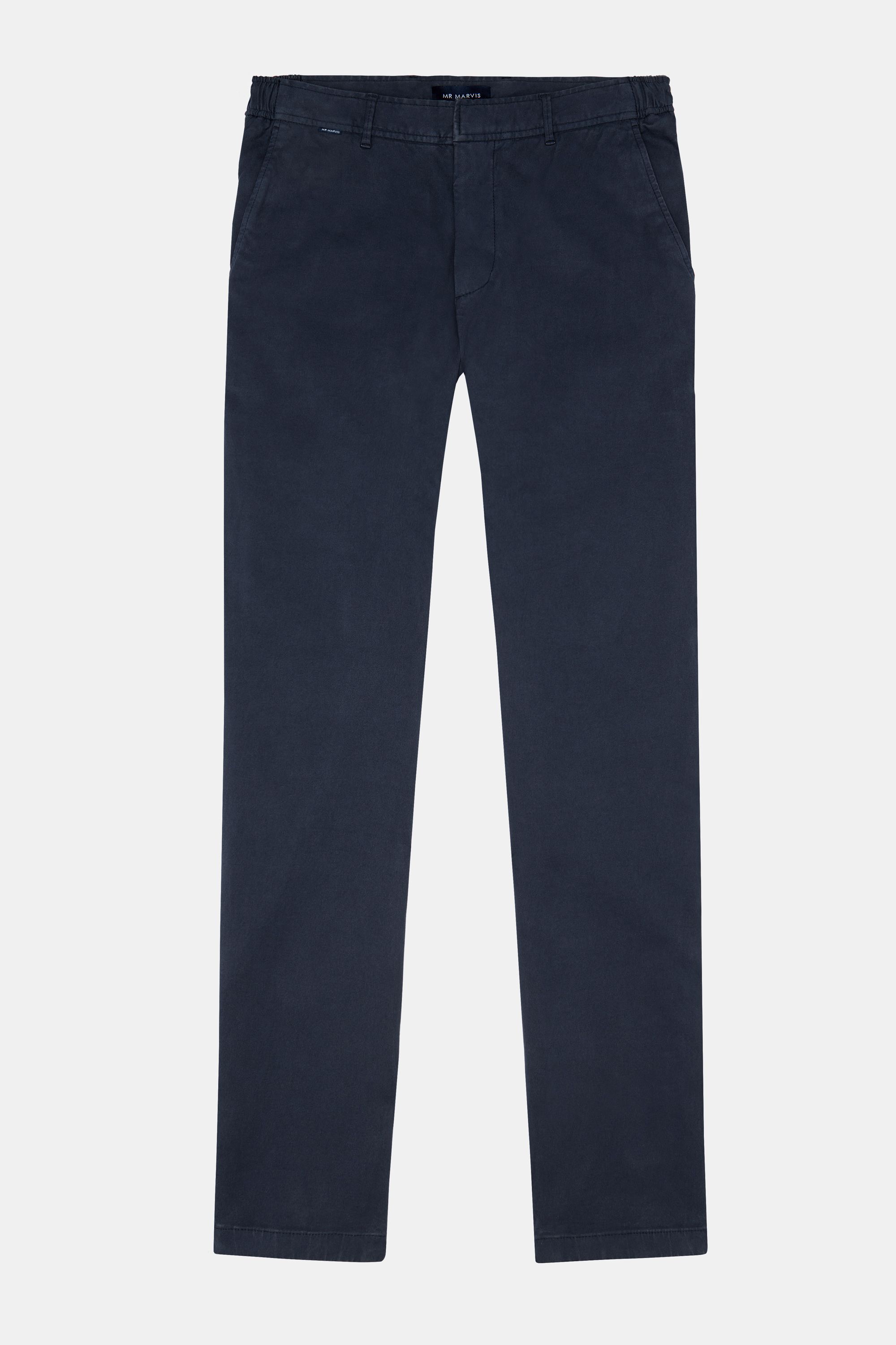 Heren warme winterchinos met tapered fit in zwartblauw