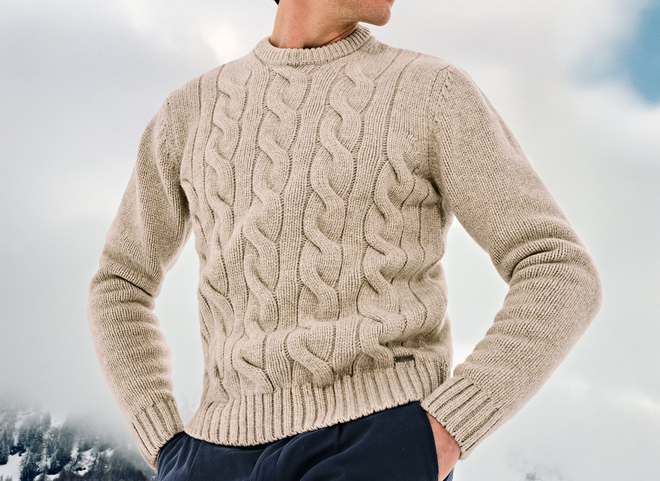 Hisir Heren Kabel Gebreide Truien Winter Casual Ronde Hals Dikke Warme Lange Mouw Trui Trui Tops voor Mannen UK, M