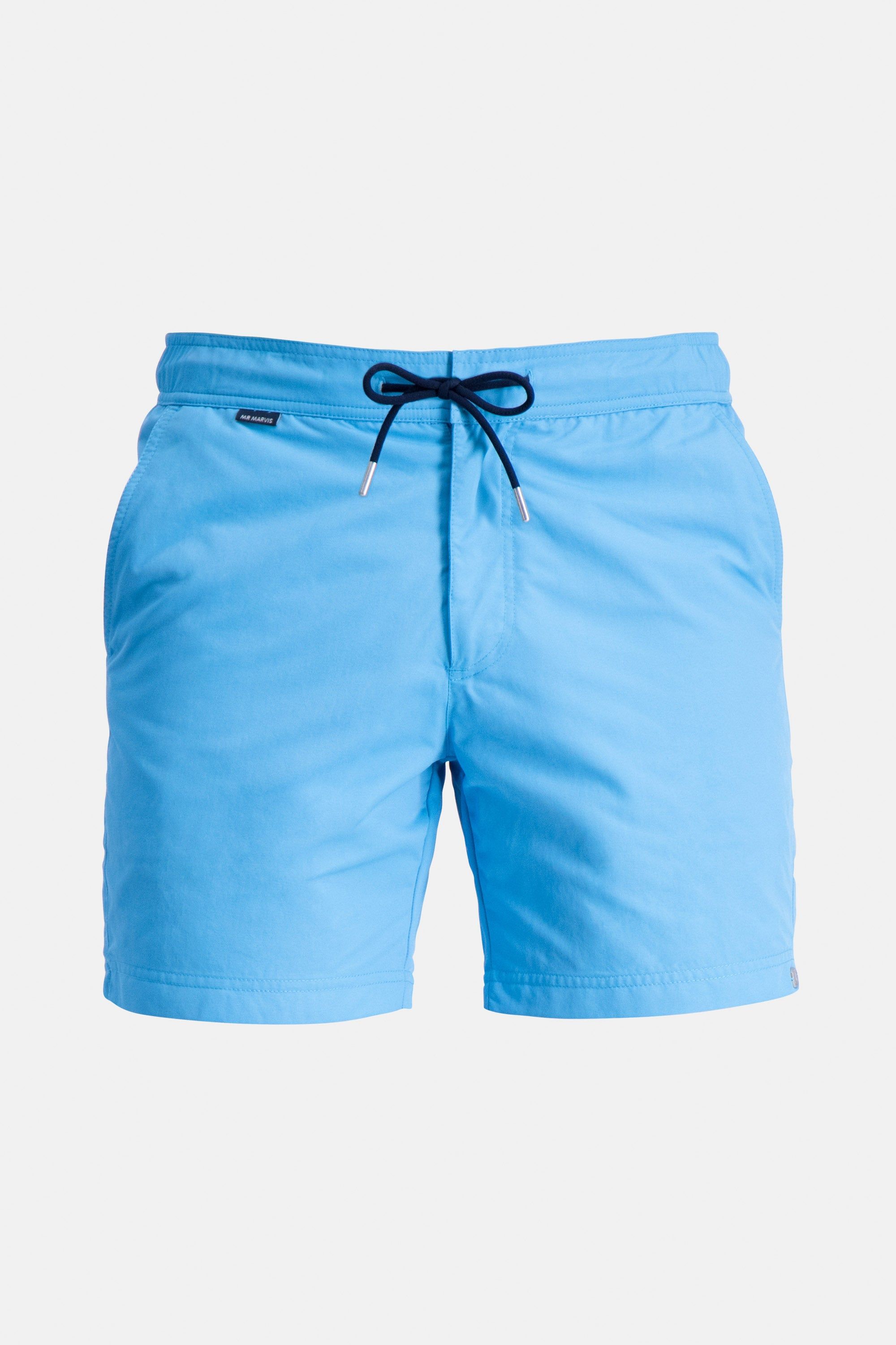 Herre-badeshorts i hurtigtørrende materiale i frisk blå