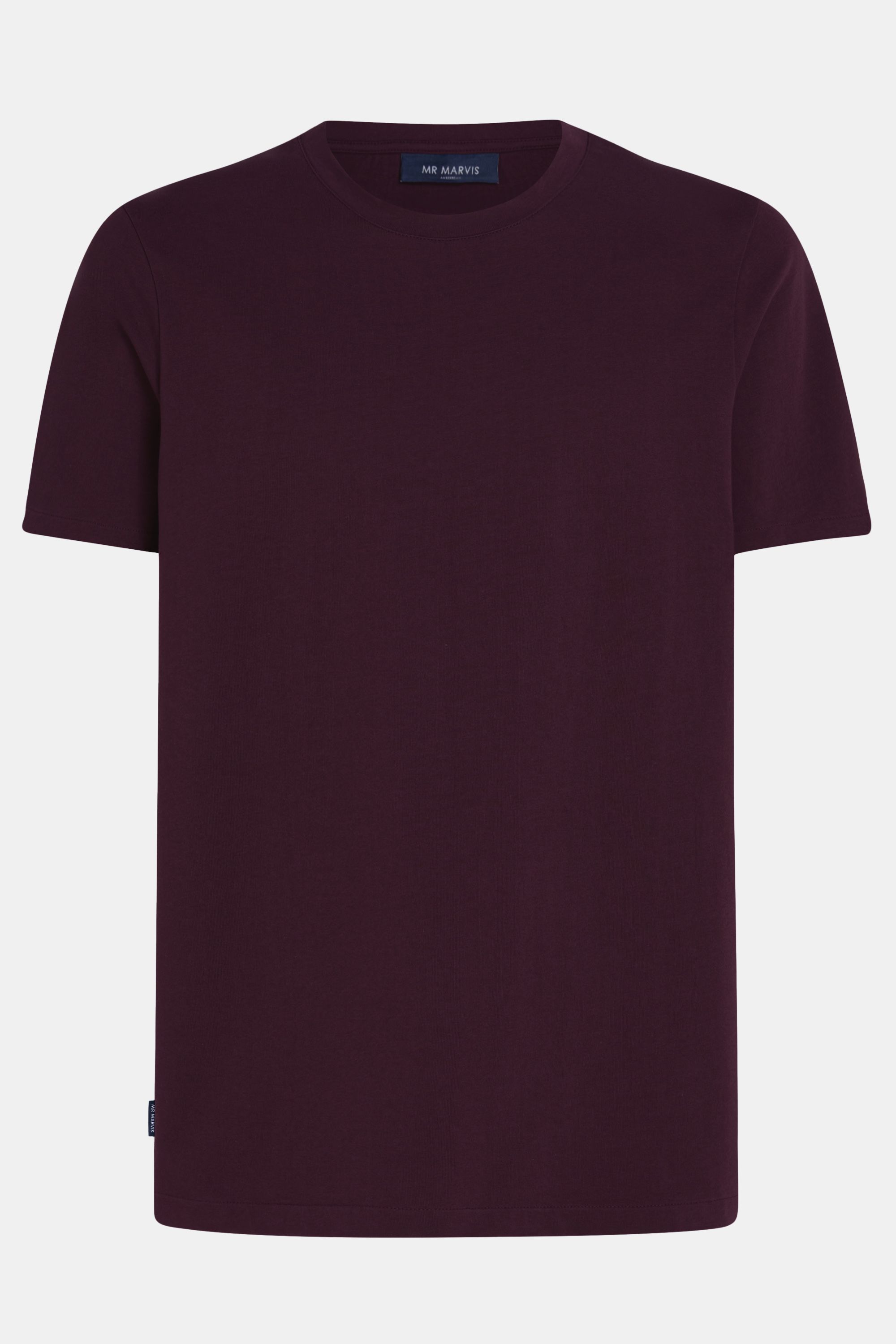 Mens heavyweight cotton crewneck T-shirt in dark burgundy