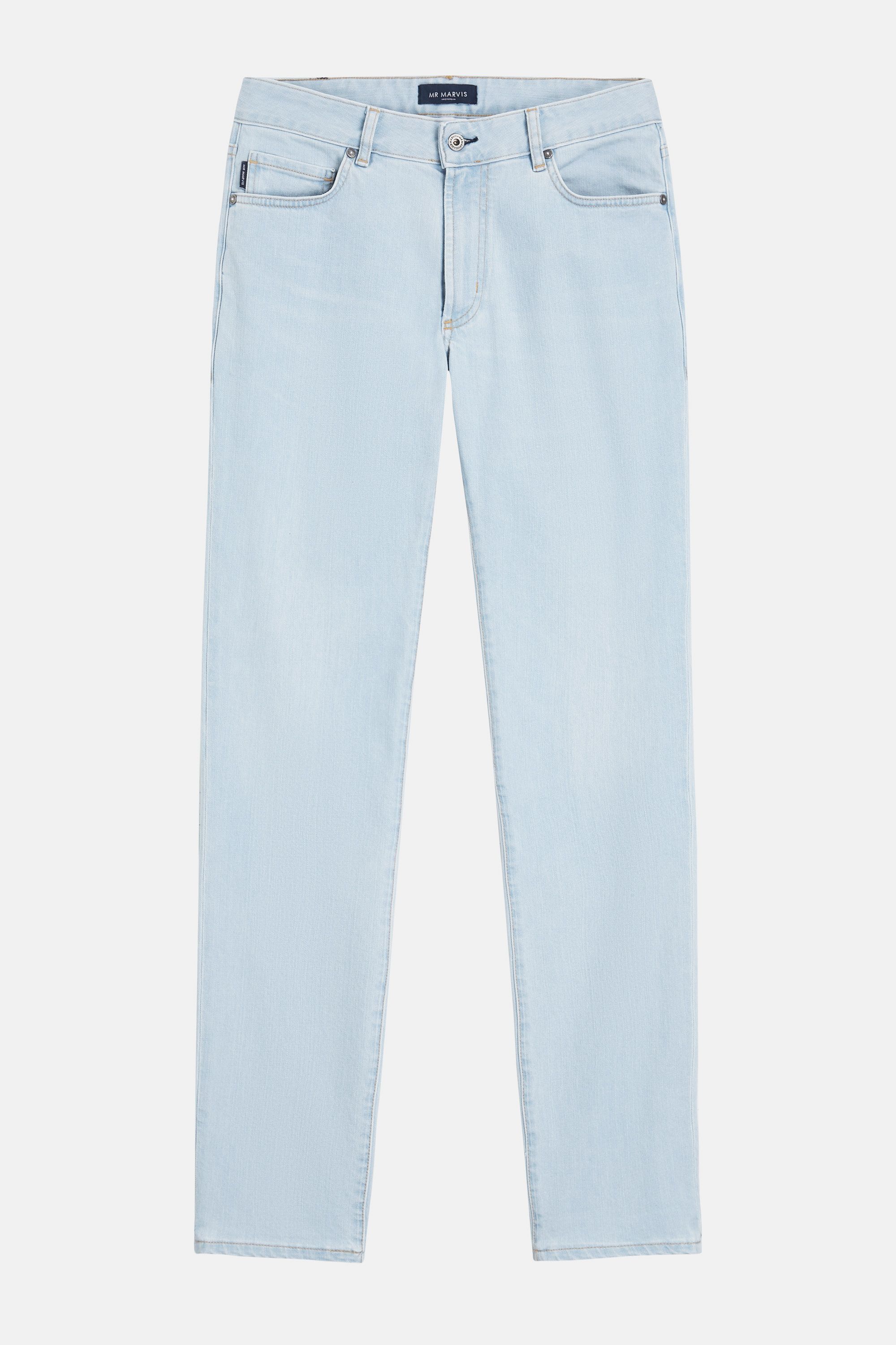 Mens tapered fit jeans from organic cotton in ultra light blue