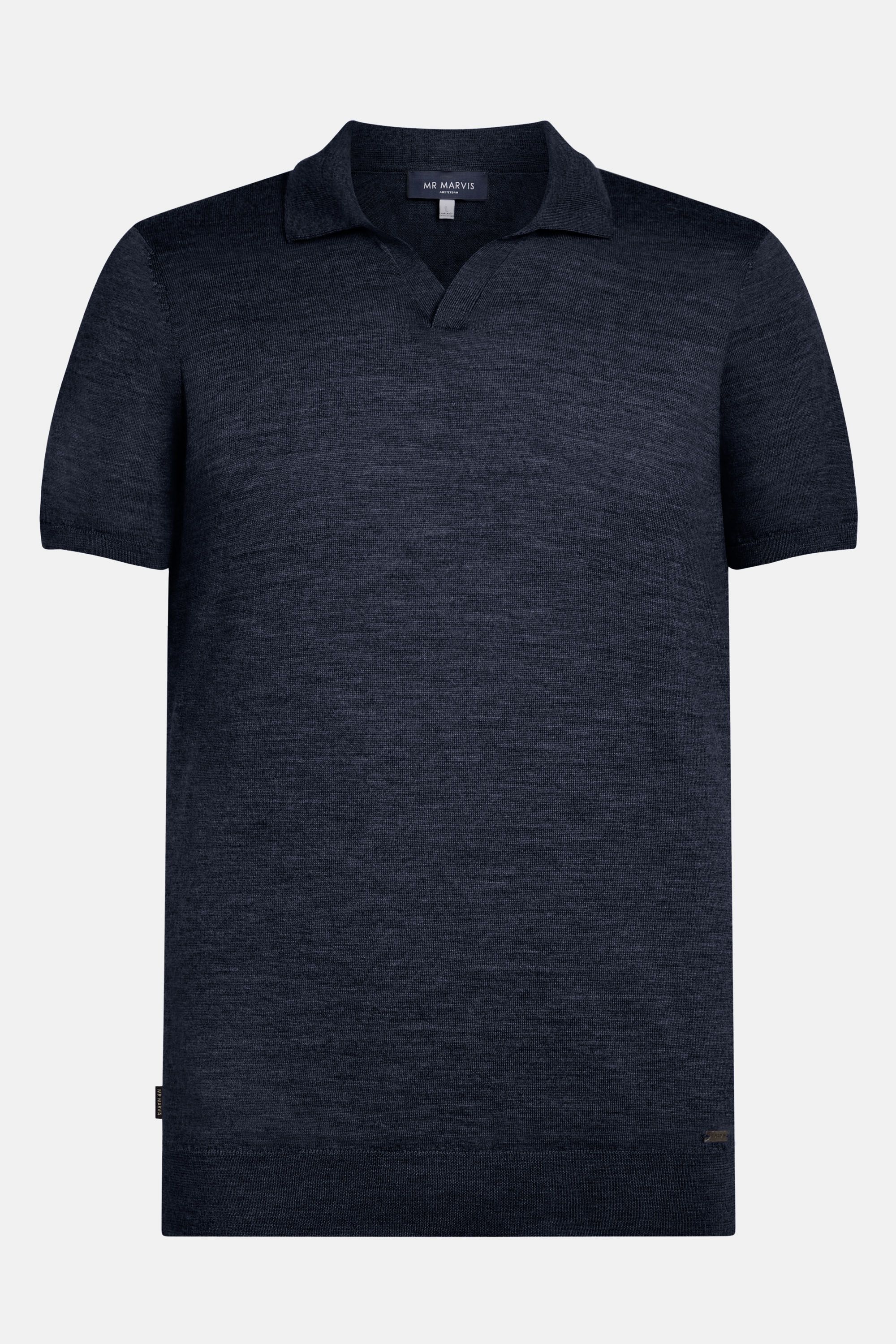 Mens buttonless polo from lightweight merino wool in black blue