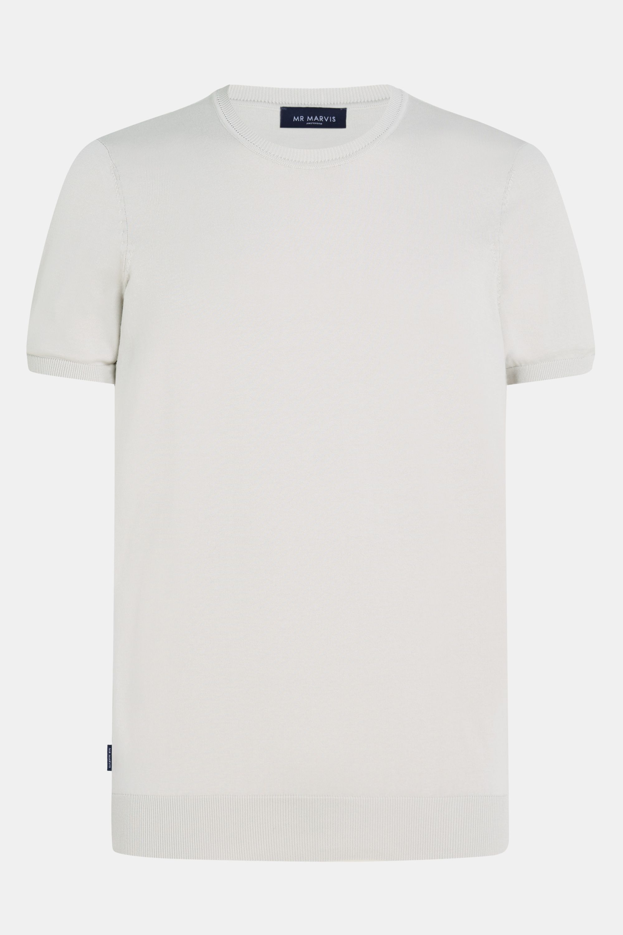 Mens knitted crewneck T-shirt in light grey
