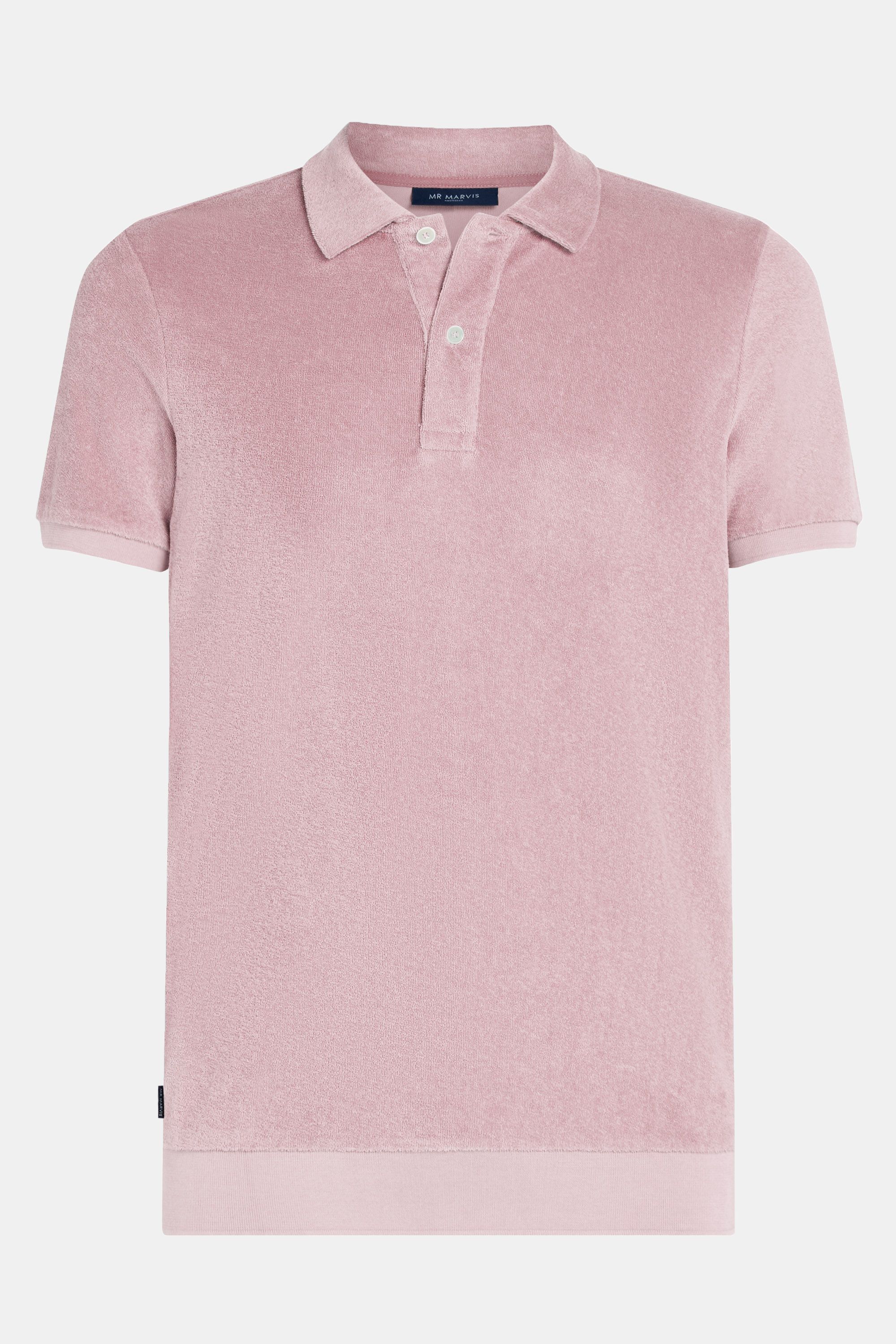 Mens towelling polo shirt in old pink