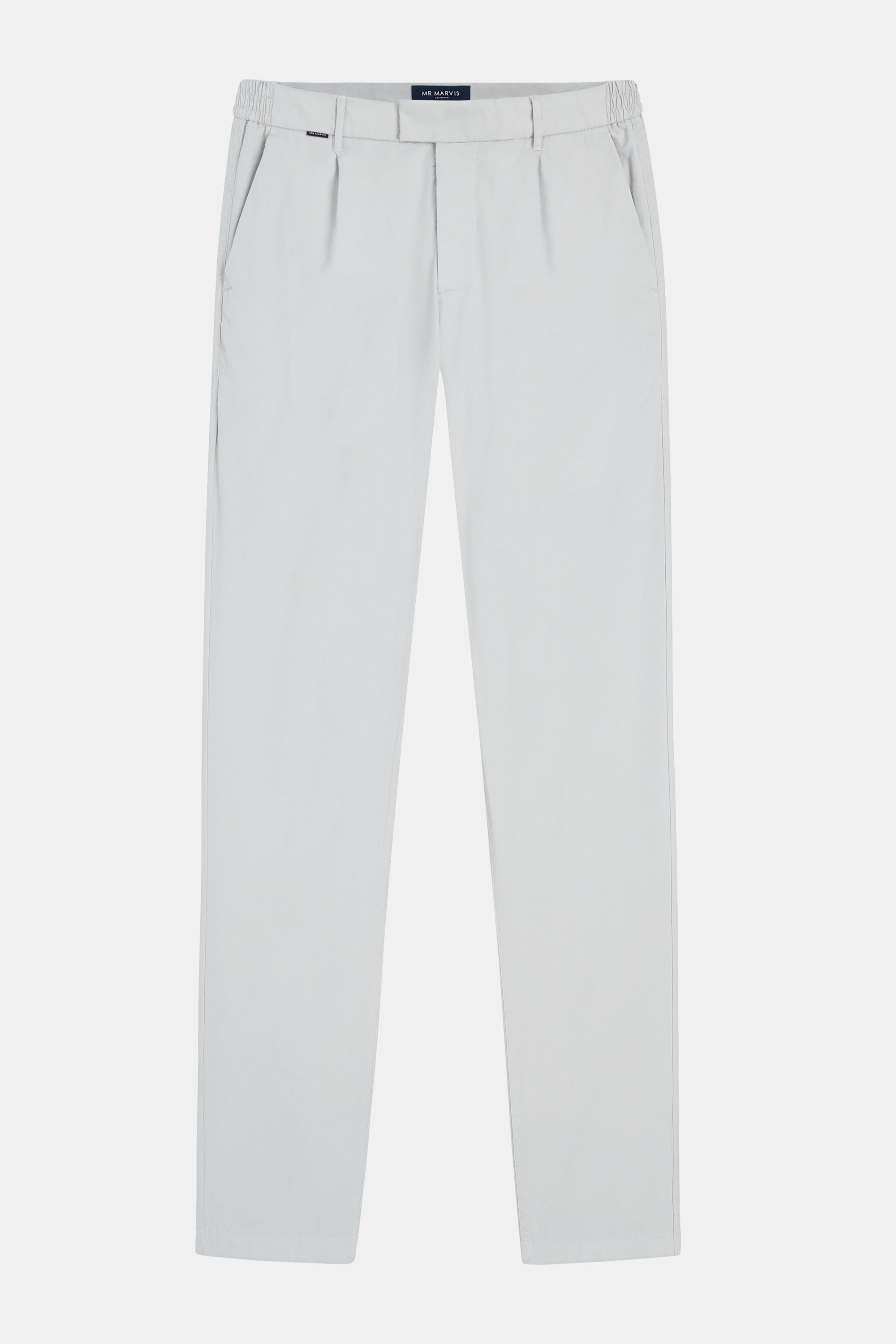 Mens pleated chinos with relaxed fit in light grey