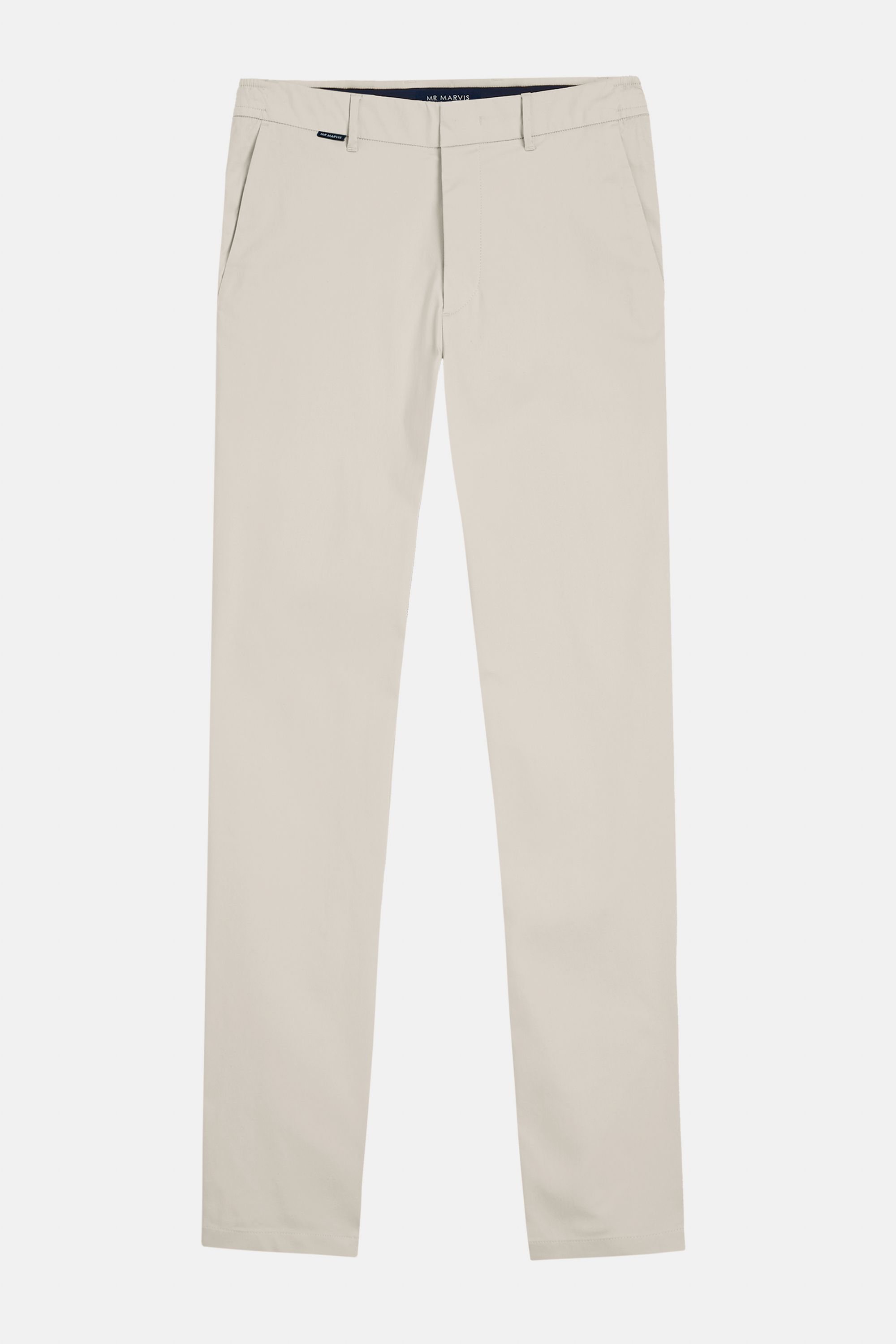 Mens stretchy and water resistant chinos with tapered fit in beige